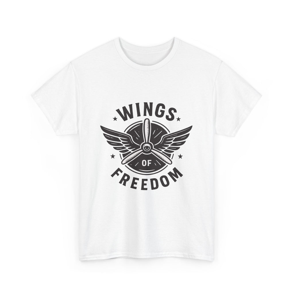 Wings of Freedom Unisex Heavy Cotton Tee – Perfect for Veterans, Freedom Lovers, Casual Wear, Gift for Dad, Patriotic Celebrations