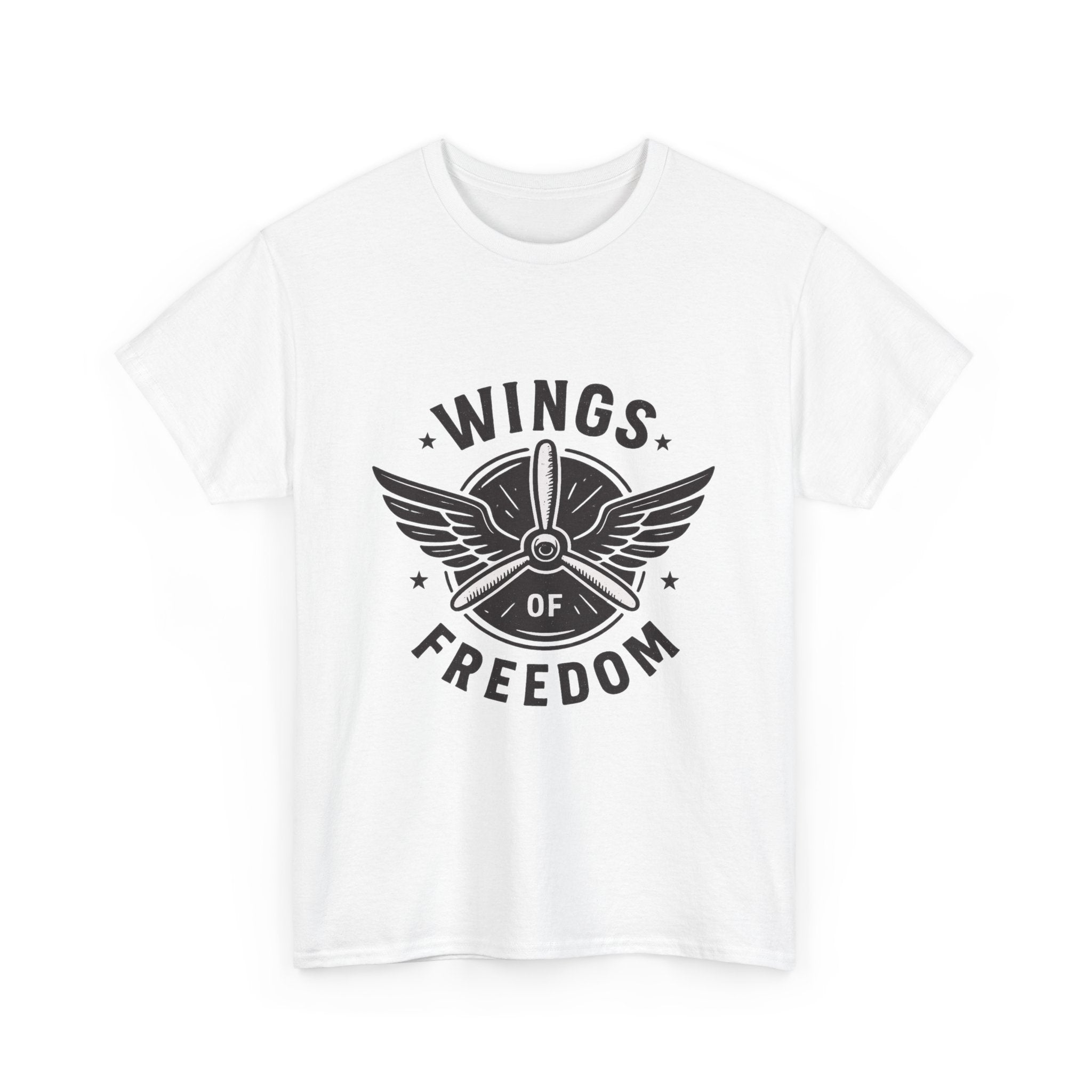 Wings of Freedom Unisex Heavy Cotton Tee – Perfect for Veterans, Freedom Lovers, Casual Wear, Gift for Dad, Patriotic Celebrations