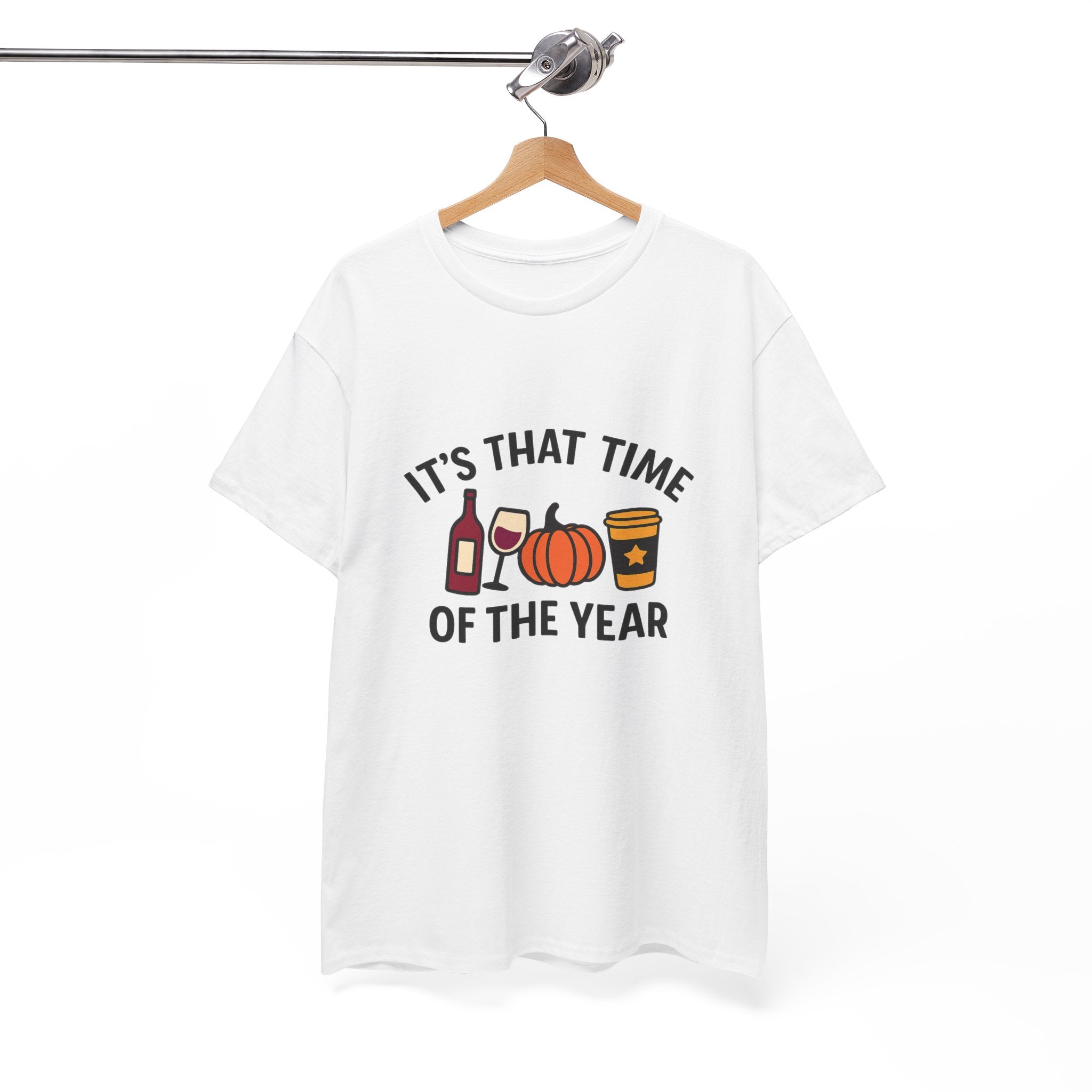 Autumn Vibes Unisex Heavy Cotton Tee - Perfect for Fall Celebrations, Thanksgiving Gatherings, Cozy Nights, Halloween Fun, and Wine Lovers!