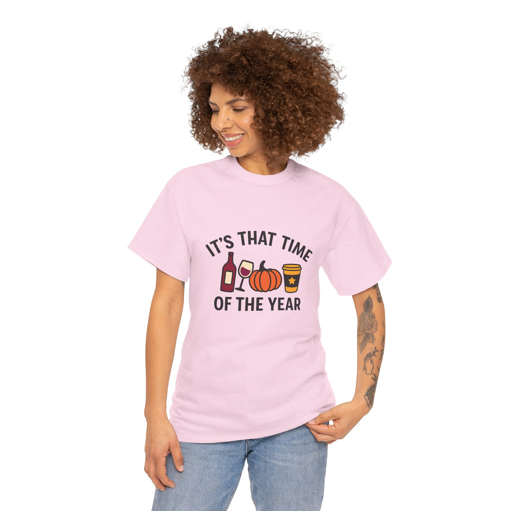 Autumn Vibes Unisex Heavy Cotton Tee - Perfect for Fall Celebrations, Thanksgiving Gatherings, Cozy Nights, Halloween Fun, and Wine Lovers!