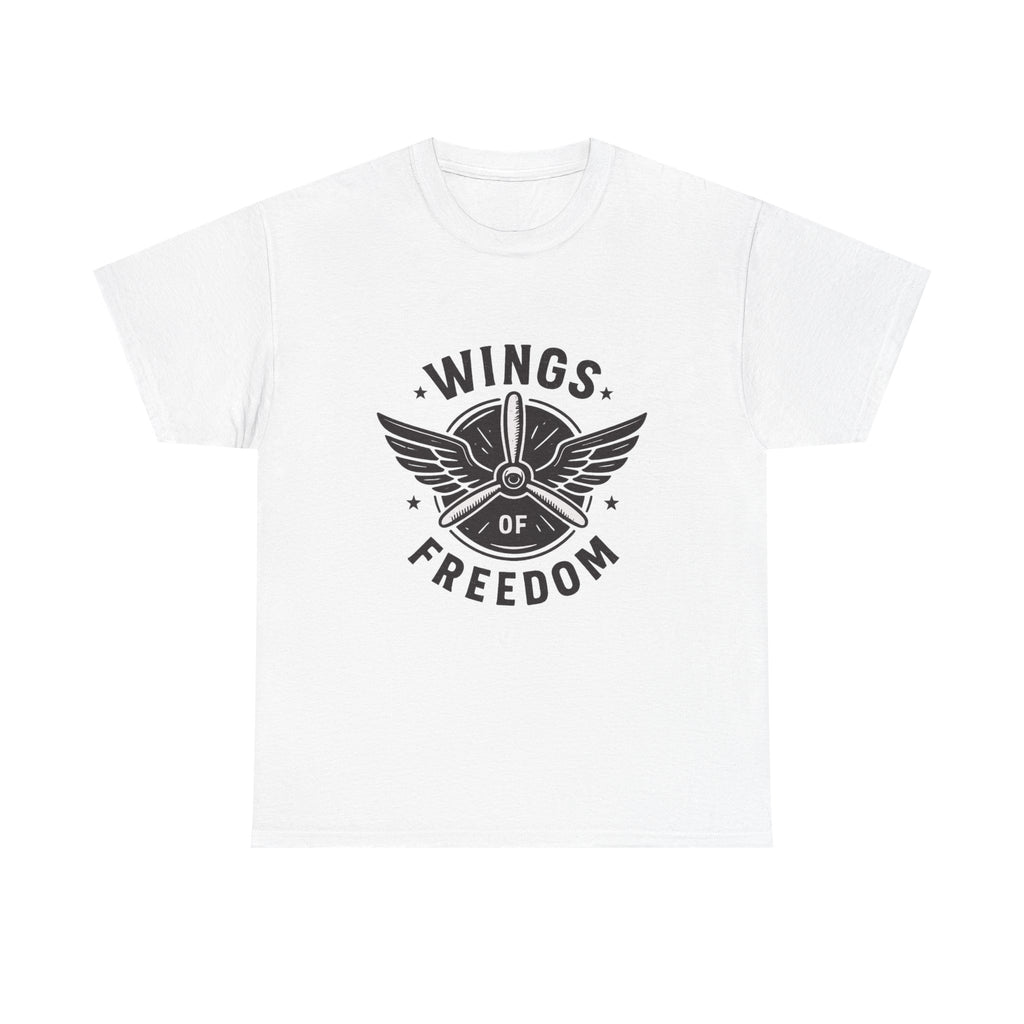Wings of Freedom Unisex Heavy Cotton Tee – Perfect for Veterans, Freedom Lovers, Casual Wear, Gift for Dad, Patriotic Celebrations