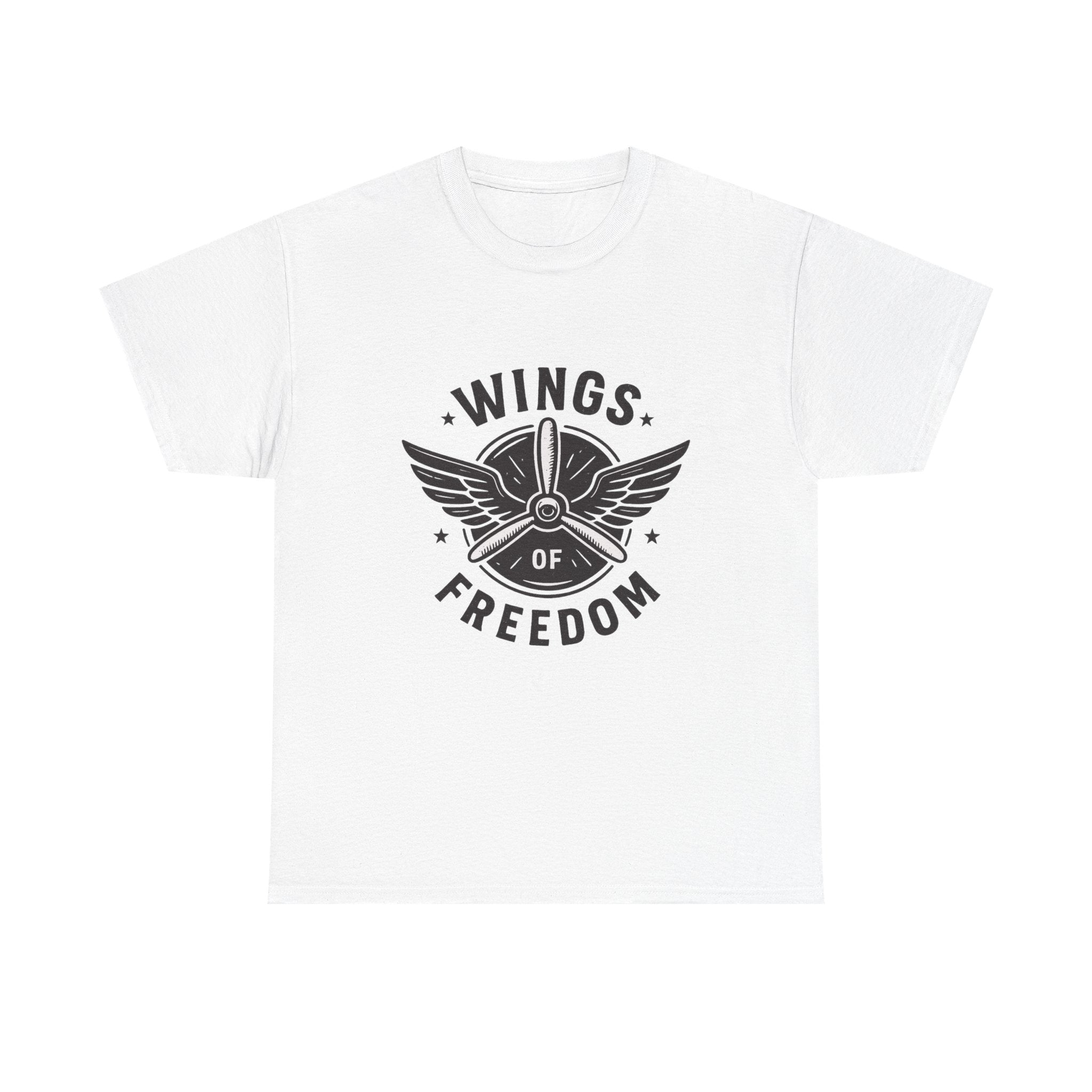 Wings of Freedom Unisex Heavy Cotton Tee – Perfect for Veterans, Freedom Lovers, Casual Wear, Gift for Dad, Patriotic Celebrations