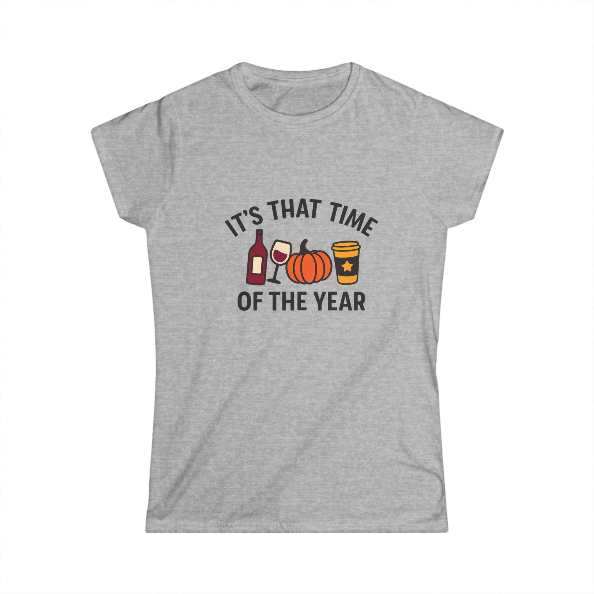 Festive Women's Softstyle Tee - Perfect for Fall Gatherings, Halloween Parties, Cozy Wine Moments, Seasonal Celebrations, Autumn Vibes