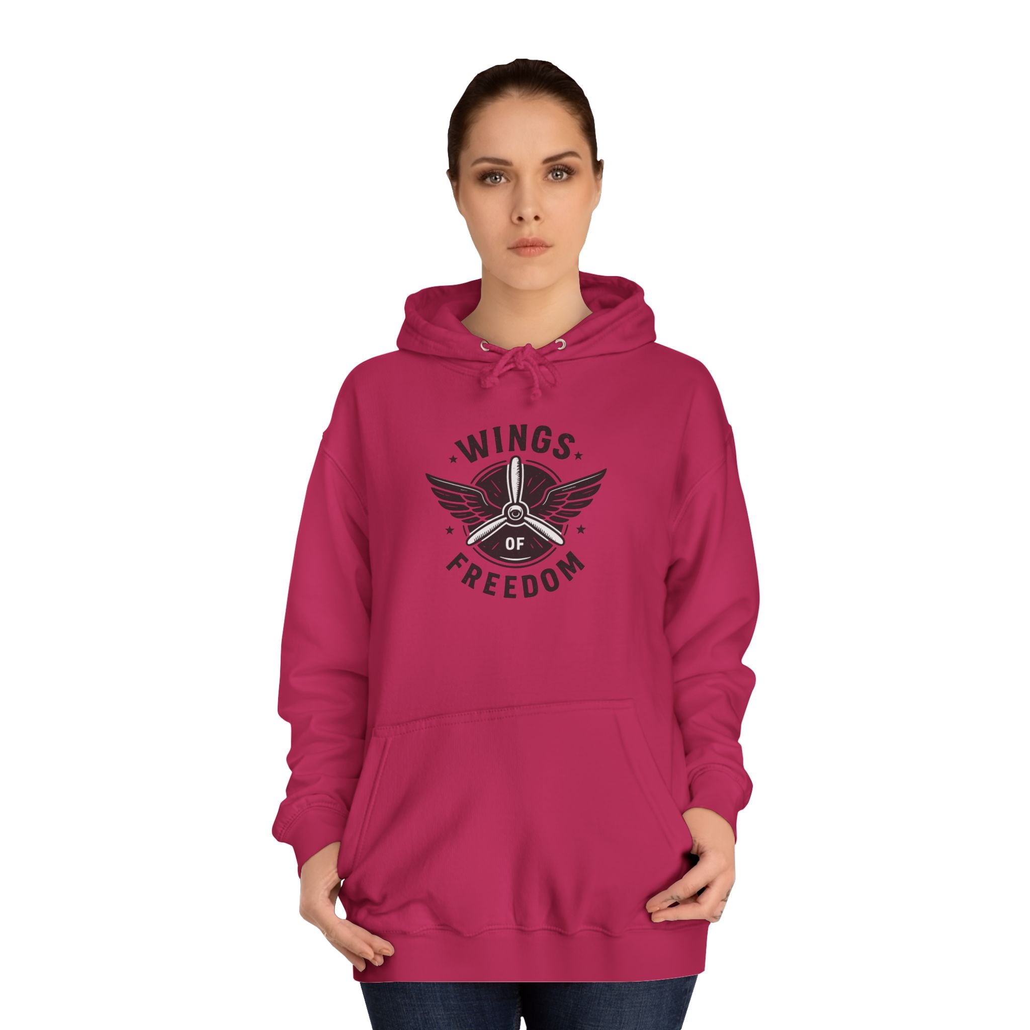 Wings of Freedom Unisex College Hoodie, Cozy Hoodie, College Apparel, Gift for Students, Casual Wear