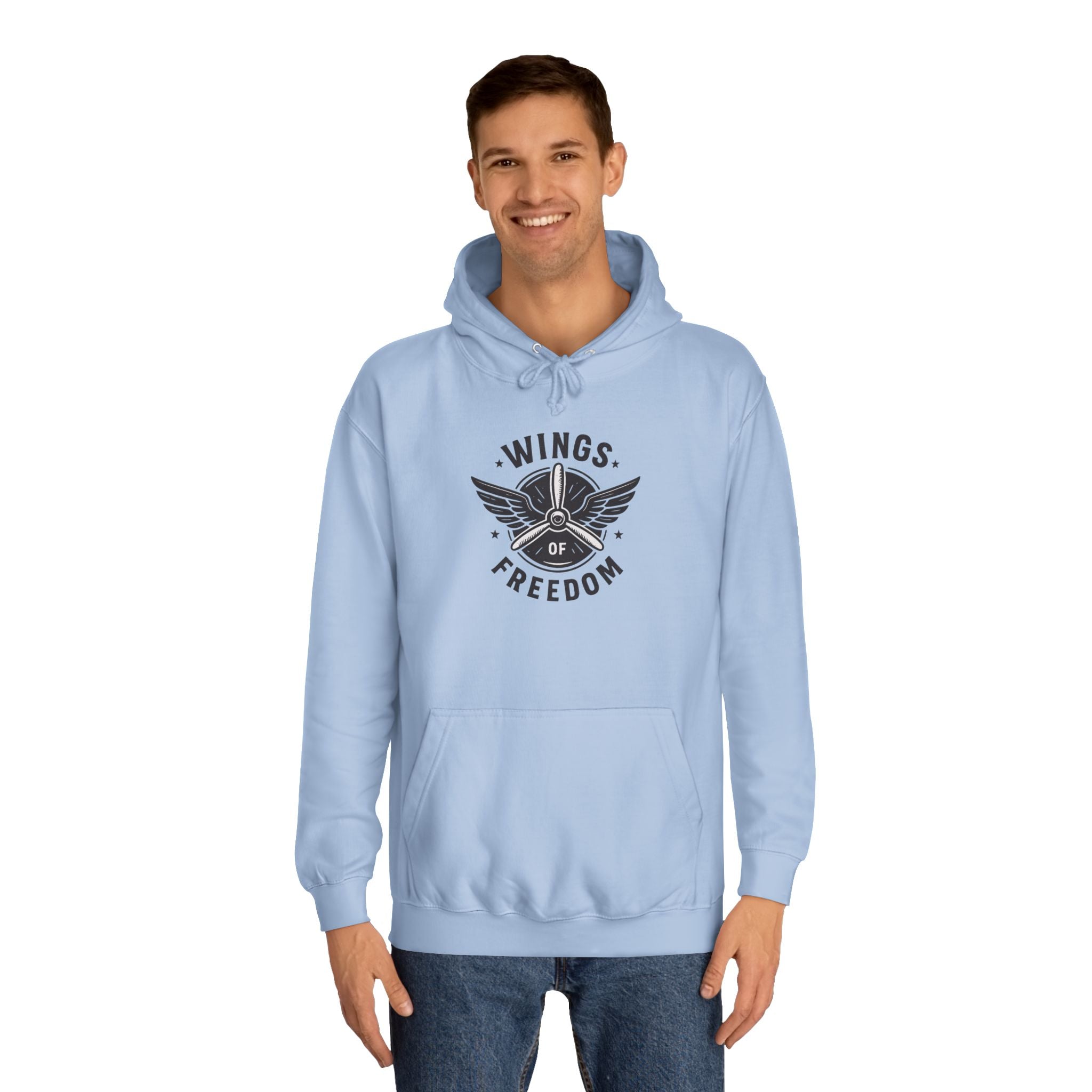 Wings of Freedom Unisex College Hoodie, Cozy Hoodie, College Apparel, Gift for Students, Casual Wear