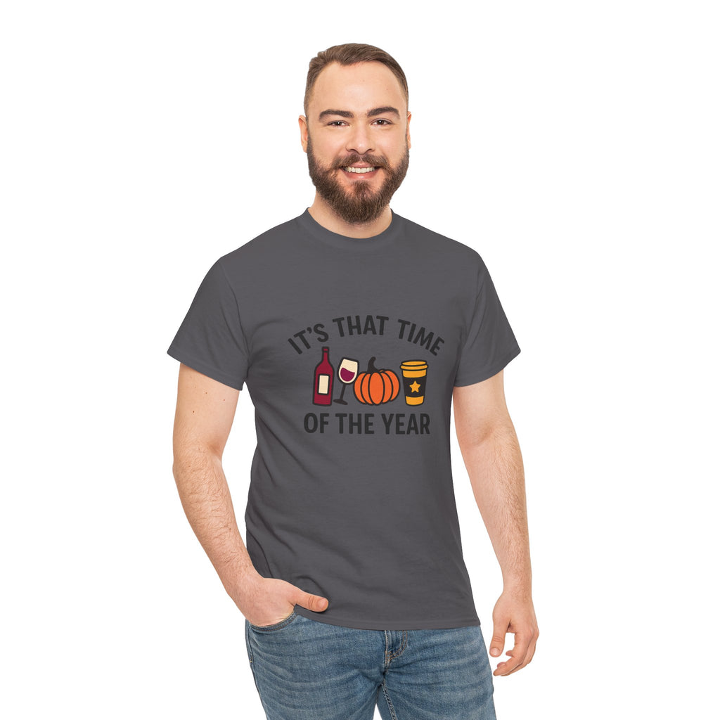 Autumn Vibes Unisex Heavy Cotton Tee - Perfect for Fall Celebrations, Thanksgiving Gatherings, Cozy Nights, Halloween Fun, and Wine Lovers!