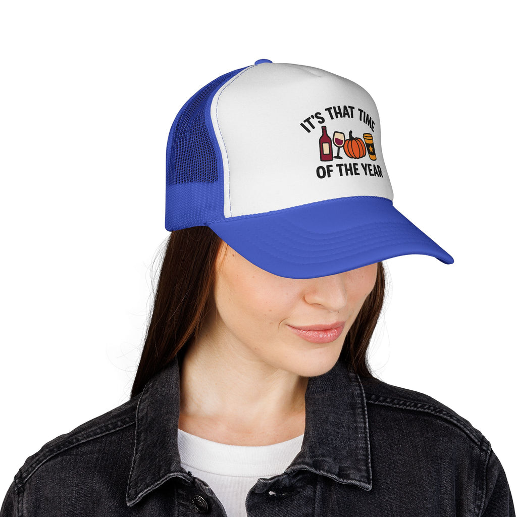 Seasonal Trucker Cap, Fall Vibes Hat, Autumn Accessories, Funny Caps for Parties, Harvest Celebration Gear