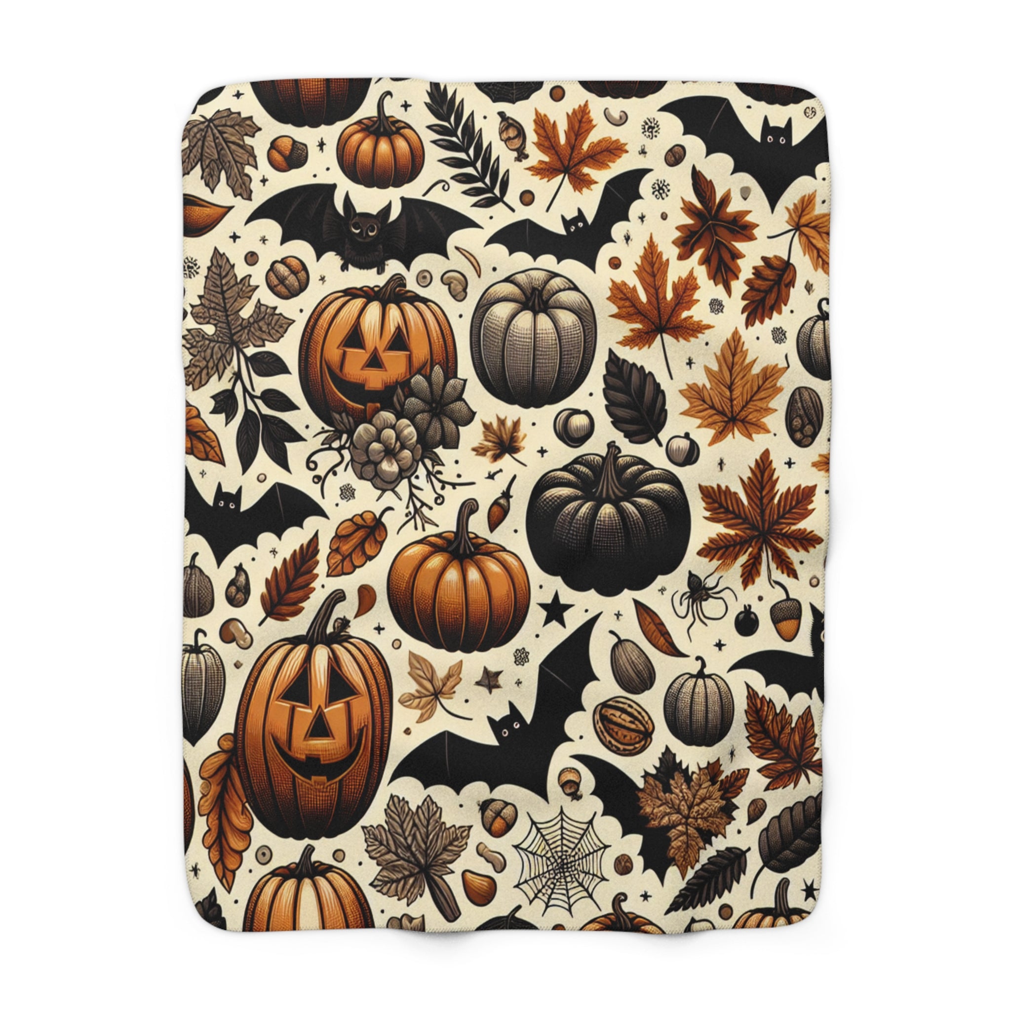 Halloween Sherpa Fleece Blanket, Cozy Blankets for Fall, Pumpkin Decor, Autumn Gifts, Spooky Season Throws