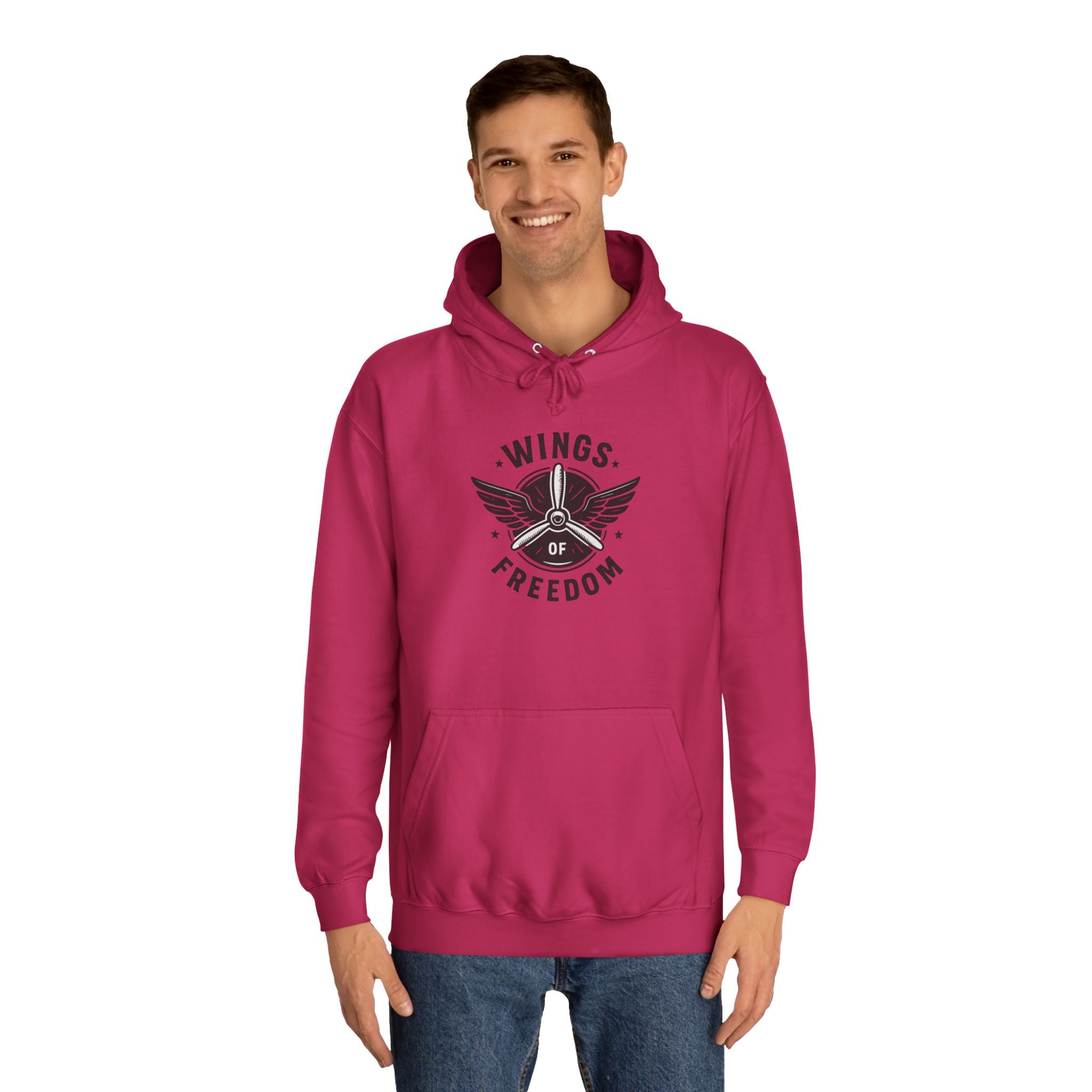 Wings of Freedom Unisex College Hoodie, Cozy Hoodie, College Apparel, Gift for Students, Casual Wear