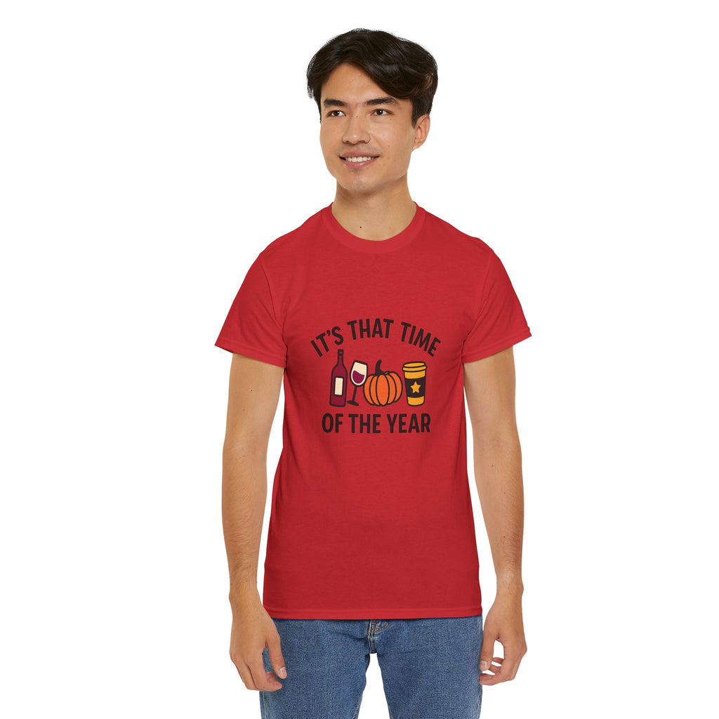 Autumn Vibes Unisex Heavy Cotton Tee - Perfect for Fall Celebrations, Thanksgiving Gatherings, Cozy Nights, Halloween Fun, and Wine Lovers!
