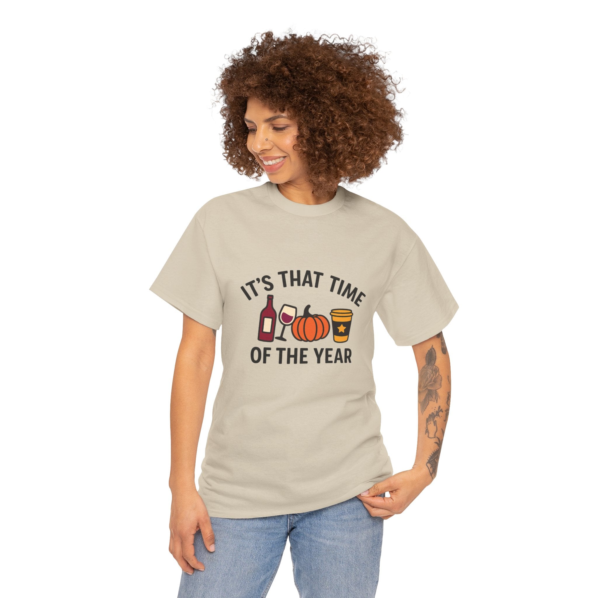 Autumn Vibes Unisex Heavy Cotton Tee - Perfect for Fall Celebrations, Thanksgiving Gatherings, Cozy Nights, Halloween Fun, and Wine Lovers!