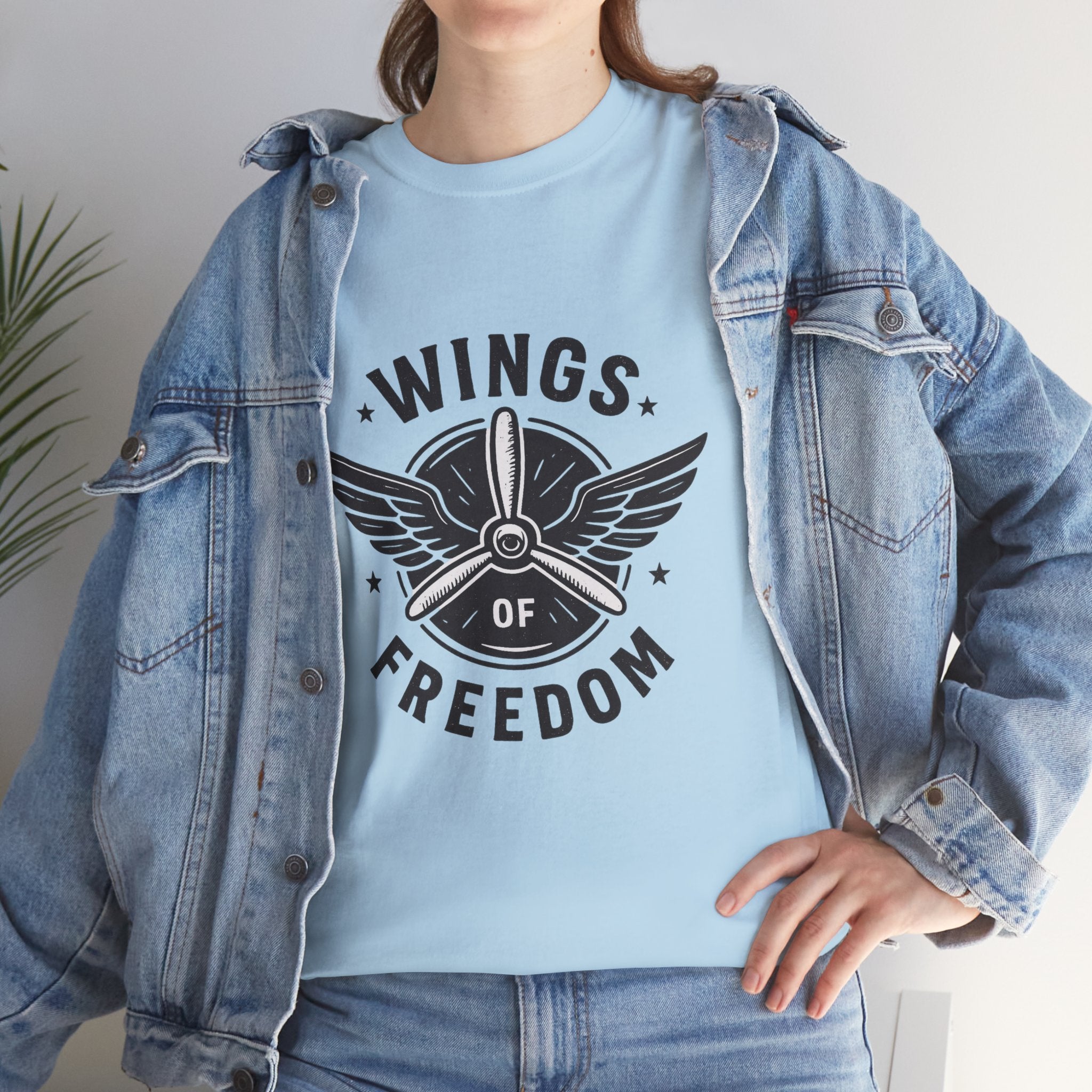 Wings of Freedom Unisex Heavy Cotton Tee – Perfect for Veterans, Freedom Lovers, Casual Wear, Gift for Dad, Patriotic Celebrations