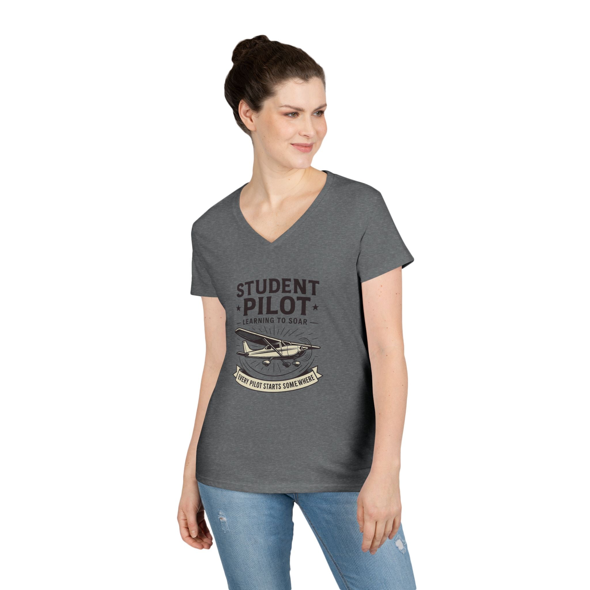 Student Pilot V-Neck T-Shirt, Gift for Aspiring Pilots, Aviation Enthusiast Tee, Airplane Lover Apparel, Flying School Shirt, Pilot [...]