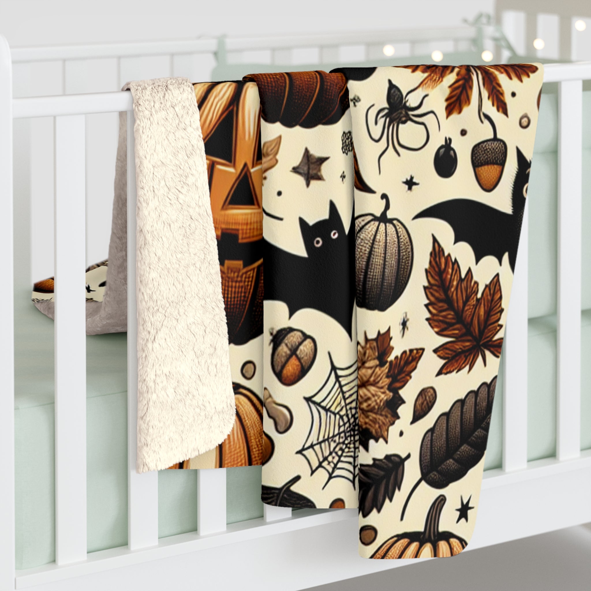 Halloween Sherpa Fleece Blanket, Cozy Blankets for Fall, Pumpkin Decor, Autumn Gifts, Spooky Season Throws