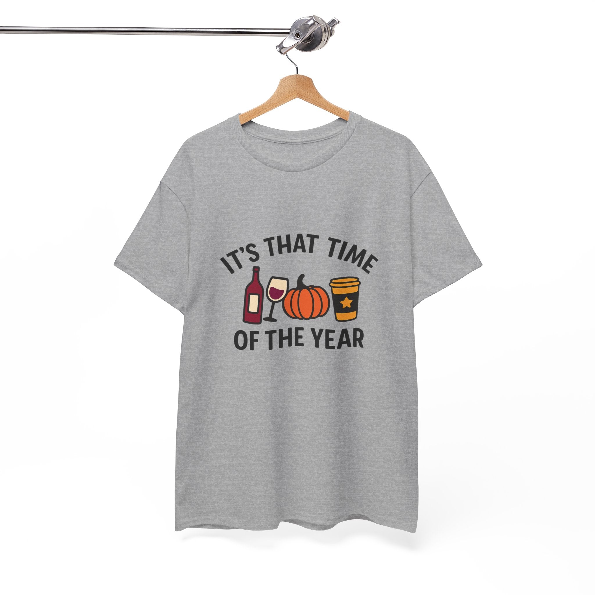 Autumn Vibes Unisex Heavy Cotton Tee - Perfect for Fall Celebrations, Thanksgiving Gatherings, Cozy Nights, Halloween Fun, and Wine Lovers!