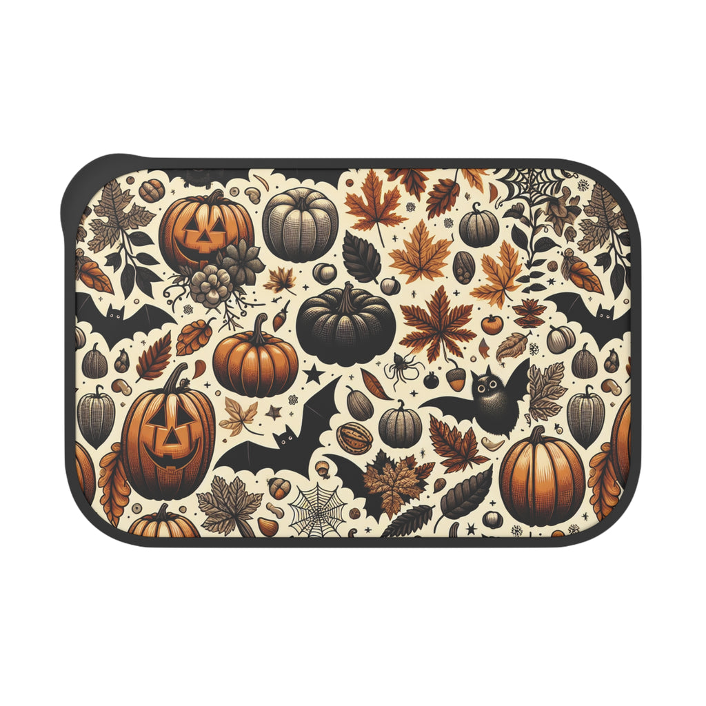 Halloween-Themed Bento Box with Utensils, Cute Lunch Box for Kids, Fall Picnic Container, Trick-or-Treat Snack Box, Eco-Friendly Meal Prep