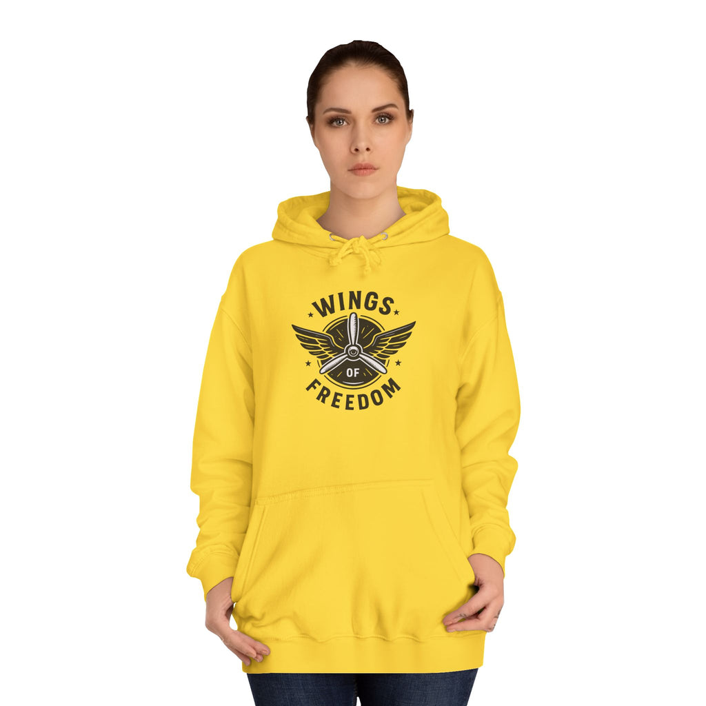 Wings of Freedom Unisex College Hoodie, Cozy Hoodie, College Apparel, Gift for Students, Casual Wear