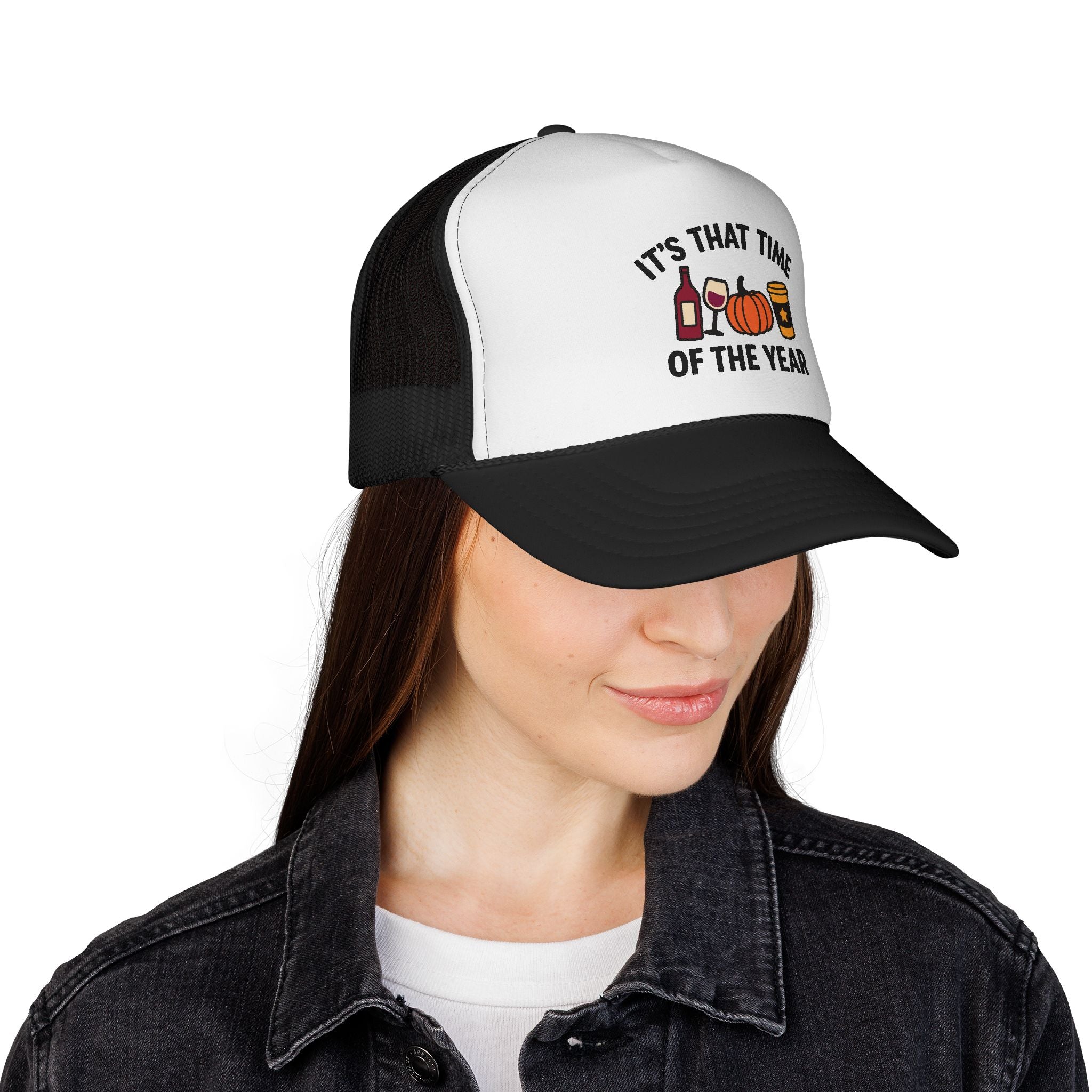 Seasonal Trucker Cap, Fall Vibes Hat, Autumn Accessories, Funny Caps for Parties, Harvest Celebration Gear