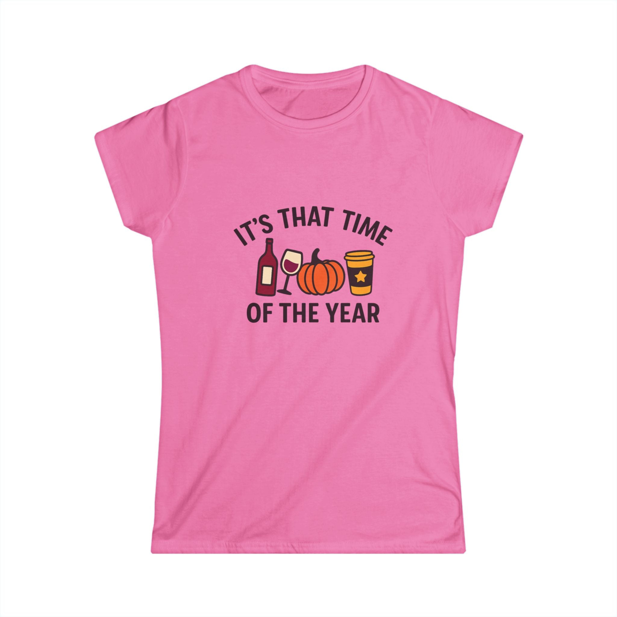 Festive Women's Softstyle Tee - Perfect for Fall Gatherings, Halloween Parties, Cozy Wine Moments, Seasonal Celebrations, Autumn Vibes
