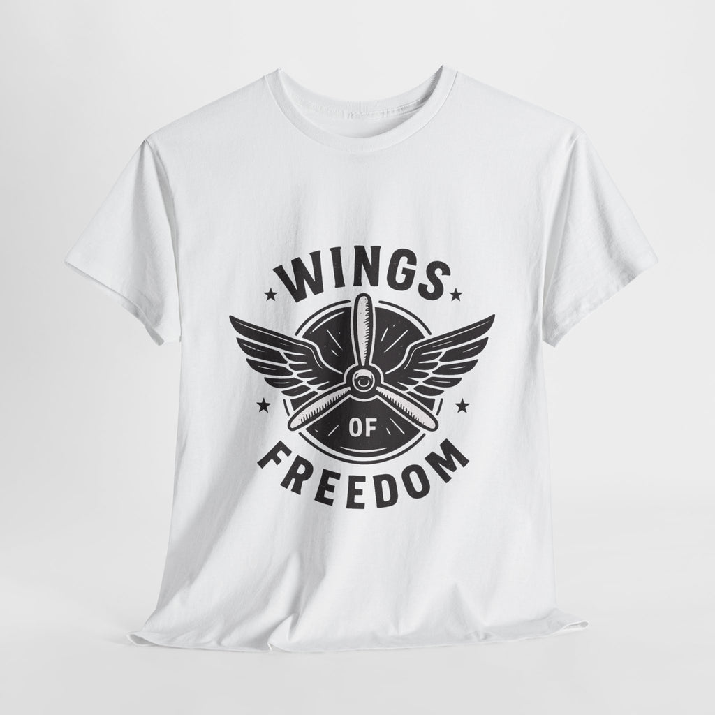 Wings of Freedom Unisex Heavy Cotton Tee – Perfect for Veterans, Freedom Lovers, Casual Wear, Gift for Dad, Patriotic Celebrations