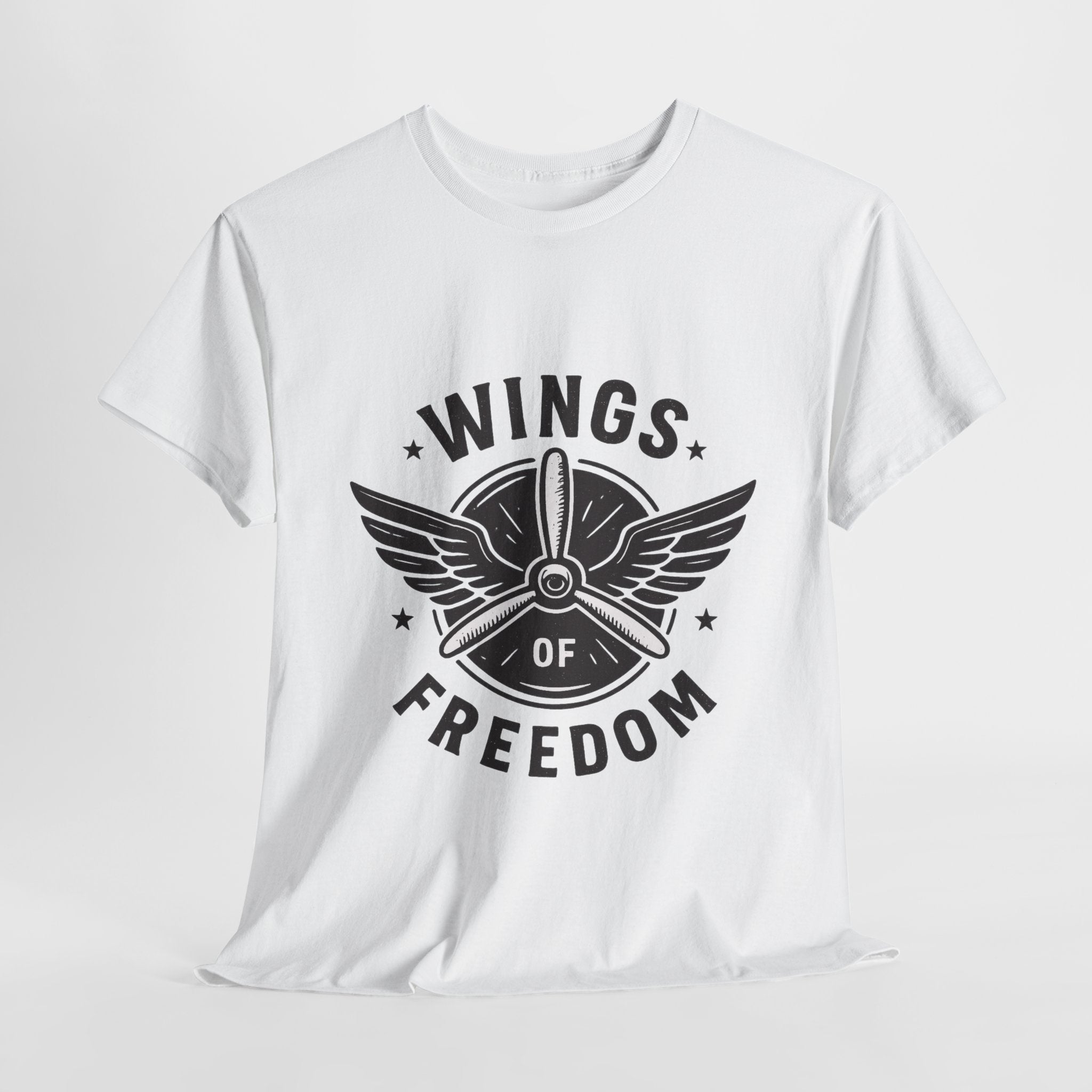 Wings of Freedom Unisex Heavy Cotton Tee – Perfect for Veterans, Freedom Lovers, Casual Wear, Gift for Dad, Patriotic Celebrations