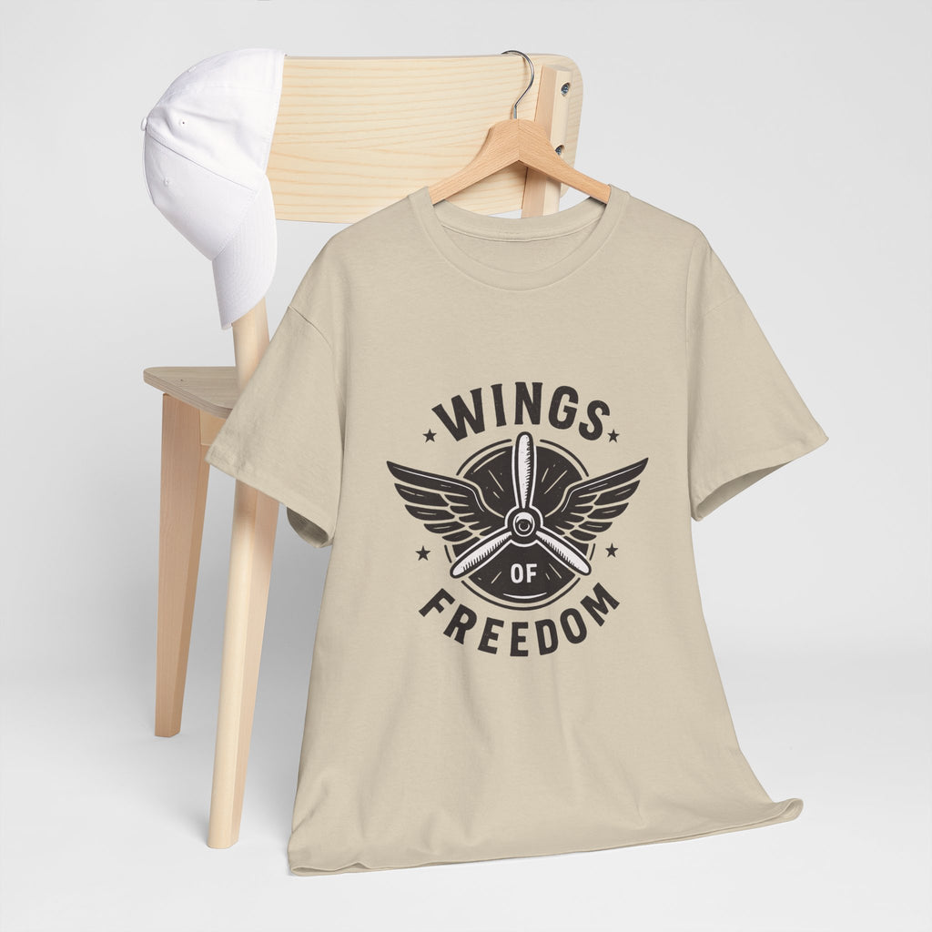 Wings of Freedom Unisex Heavy Cotton Tee – Perfect for Veterans, Freedom Lovers, Casual Wear, Gift for Dad, Patriotic Celebrations