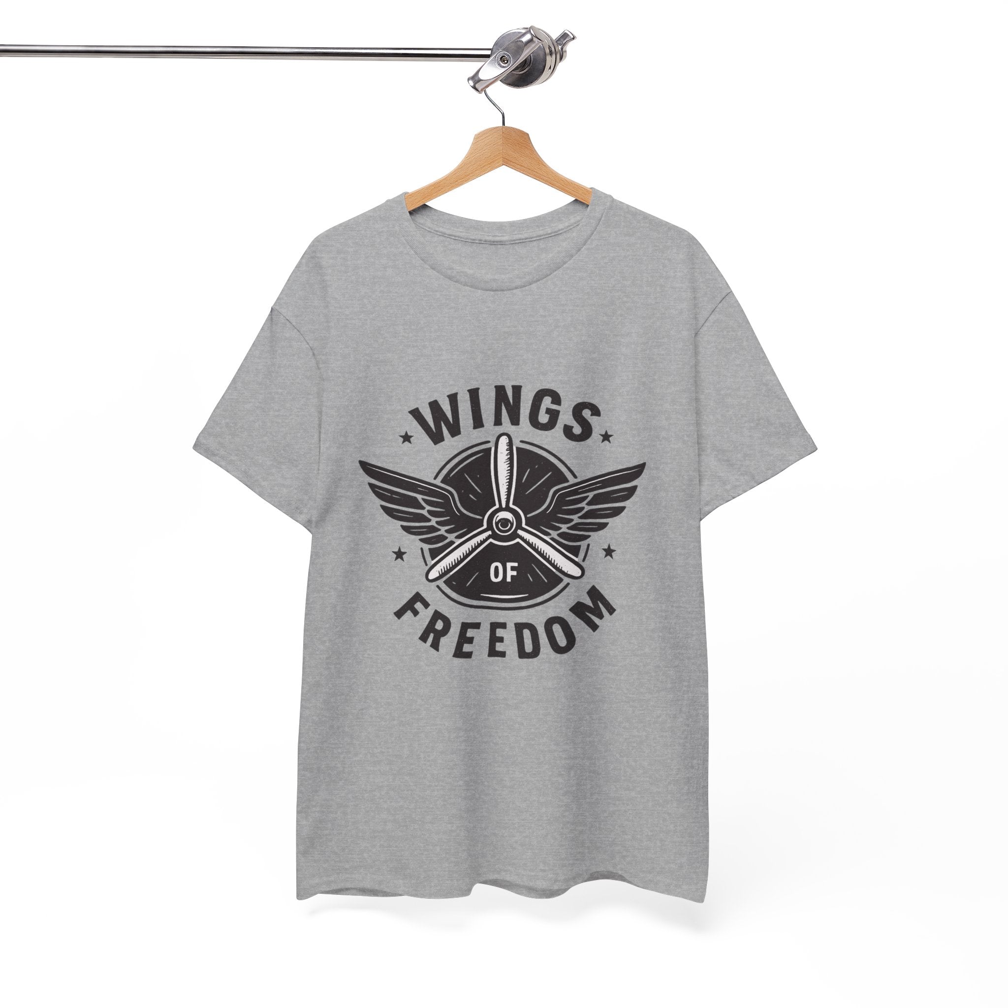 Wings of Freedom Unisex Heavy Cotton Tee – Perfect for Veterans, Freedom Lovers, Casual Wear, Gift for Dad, Patriotic Celebrations