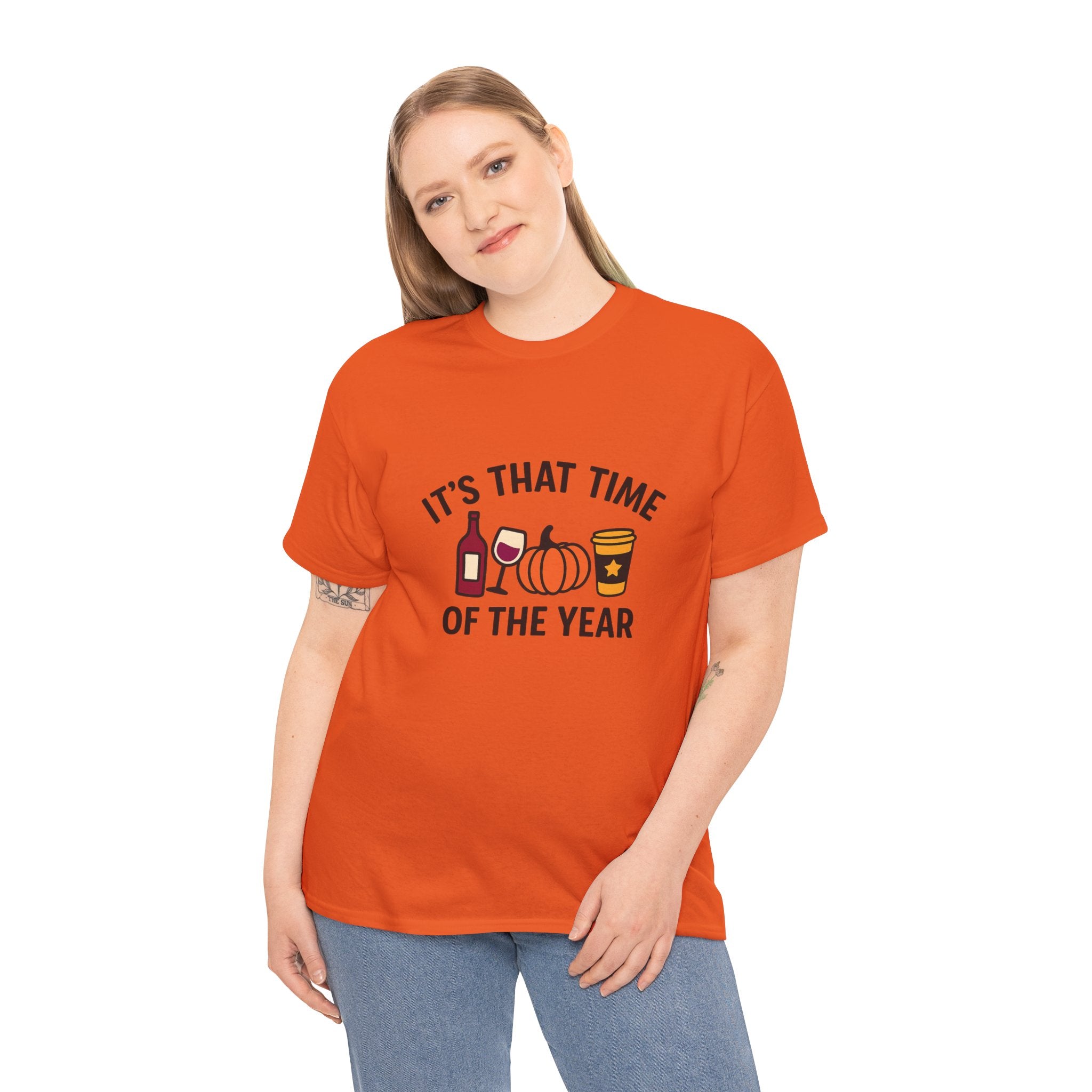 Autumn Vibes Unisex Heavy Cotton Tee - Perfect for Fall Celebrations, Thanksgiving Gatherings, Cozy Nights, Halloween Fun, and Wine Lovers!