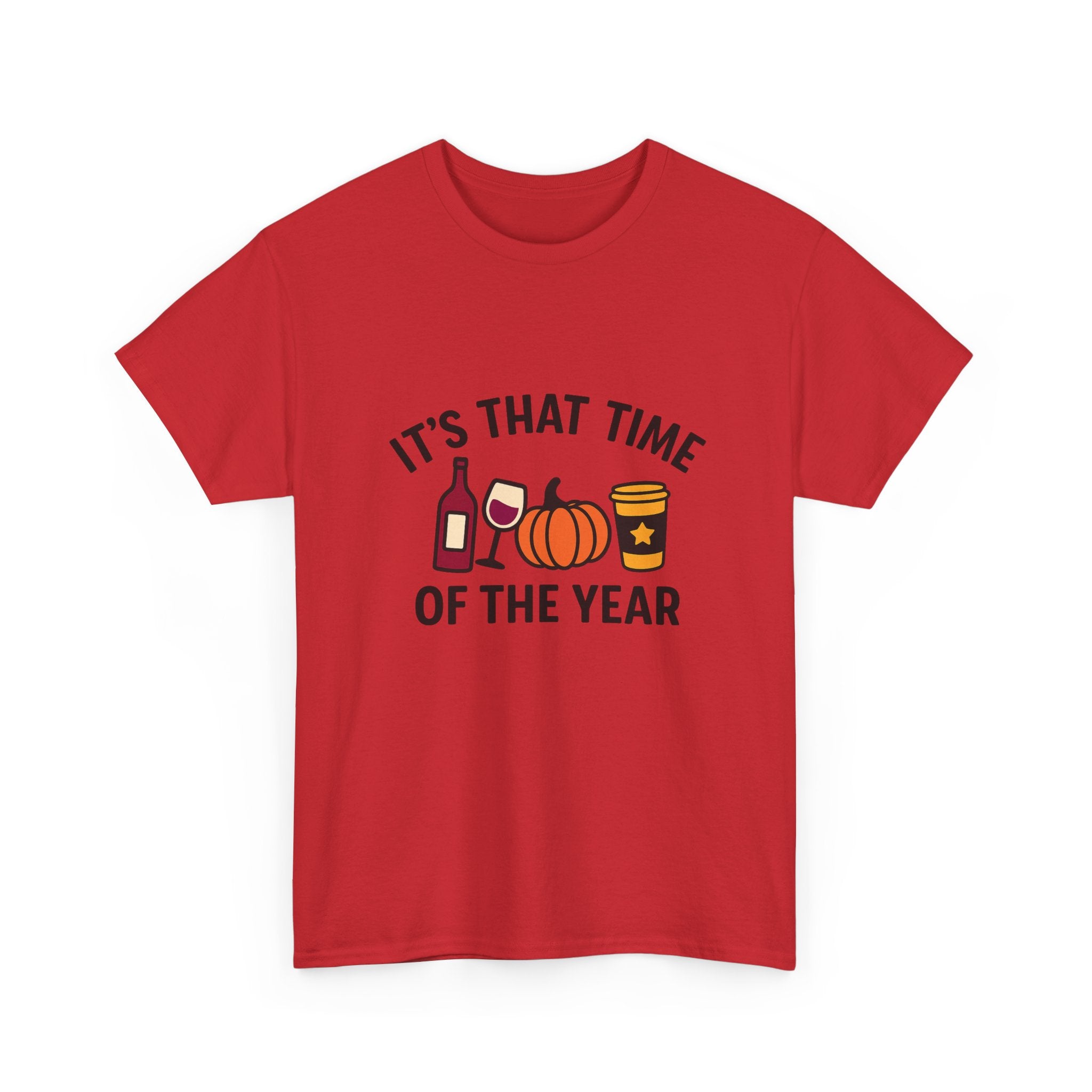 Autumn Vibes Unisex Heavy Cotton Tee - Perfect for Fall Celebrations, Thanksgiving Gatherings, Cozy Nights, Halloween Fun, and Wine Lovers!