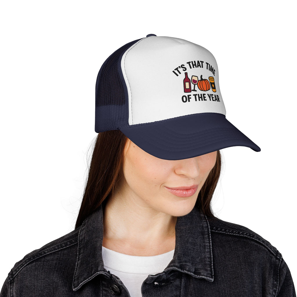 Seasonal Trucker Cap, Fall Vibes Hat, Autumn Accessories, Funny Caps for Parties, Harvest Celebration Gear