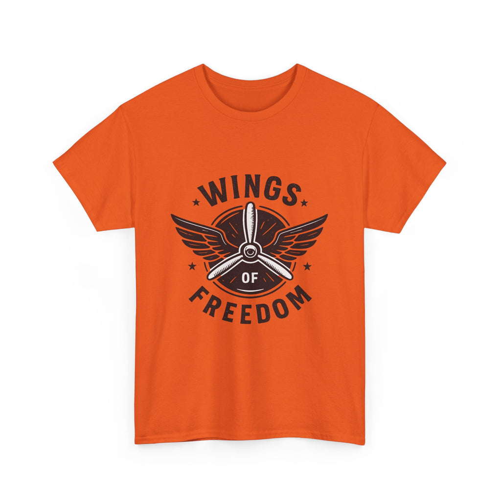 Wings of Freedom Unisex Heavy Cotton Tee – Perfect for Veterans, Freedom Lovers, Casual Wear, Gift for Dad, Patriotic Celebrations