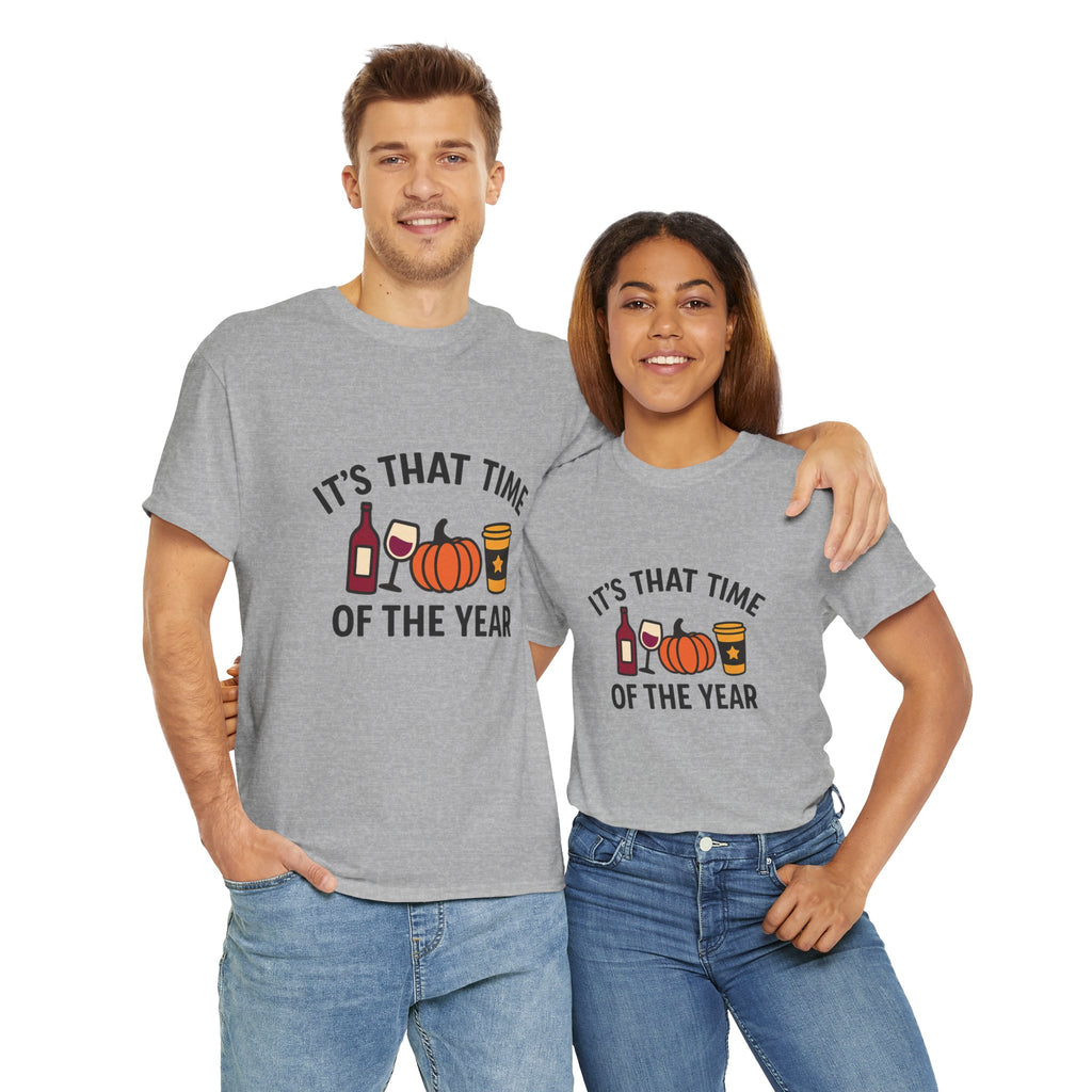 Autumn Vibes Unisex Heavy Cotton Tee - Perfect for Fall Celebrations, Thanksgiving Gatherings, Cozy Nights, Halloween Fun, and Wine Lovers!