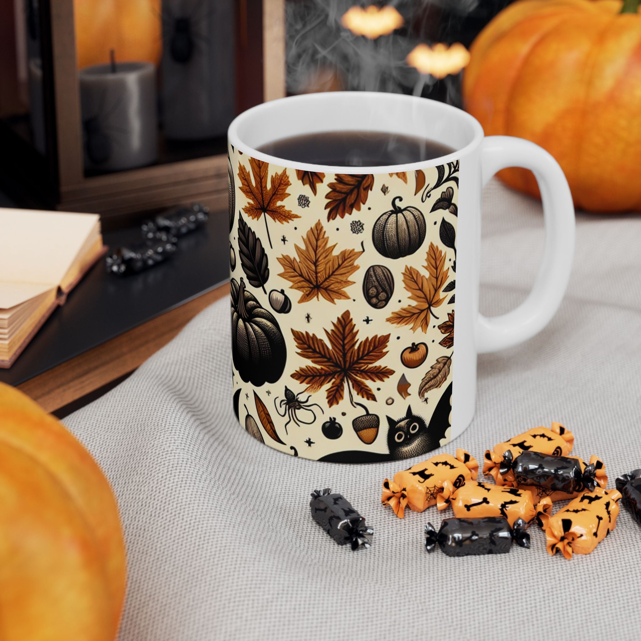 Autumn Pumpkin Ceramic Mug, Cozy Coffee Cup, Fall Decor, Halloween Vibes, Seasonal Drinkware, Gift for Pumpkin Lovers