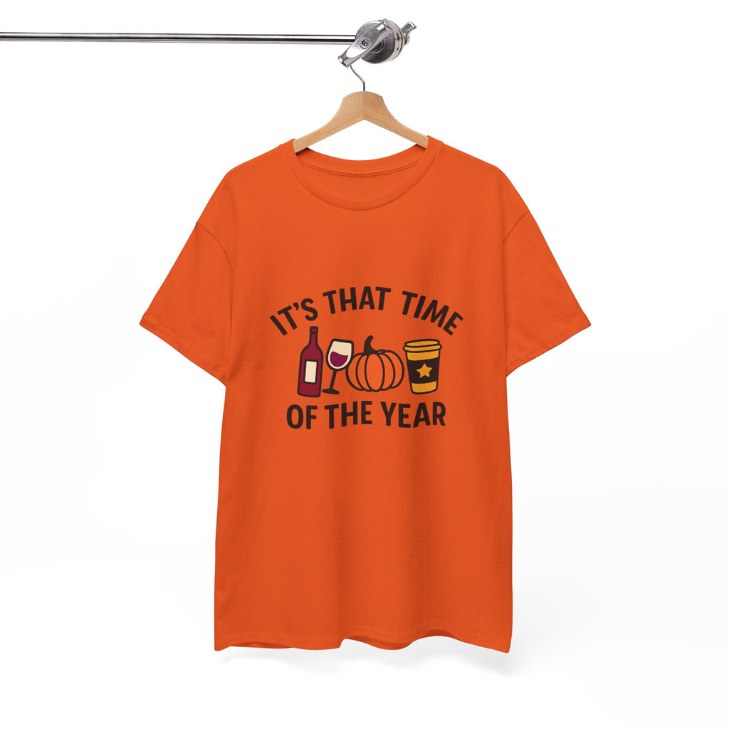 Autumn Vibes Unisex Heavy Cotton Tee - Perfect for Fall Celebrations, Thanksgiving Gatherings, Cozy Nights, Halloween Fun, and Wine Lovers!
