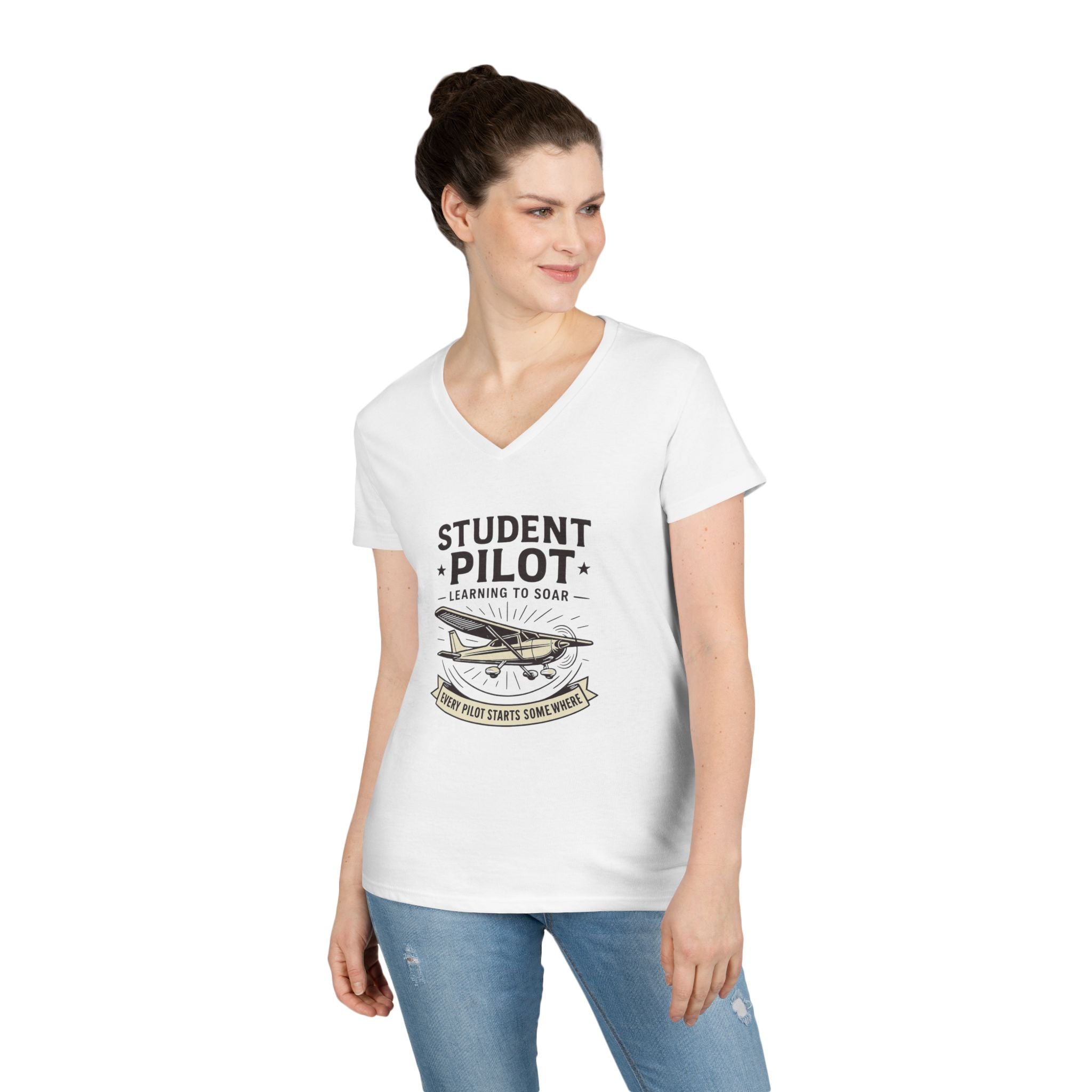 Student Pilot V-Neck T-Shirt, Gift for Aspiring Pilots, Aviation Enthusiast Tee, Airplane Lover Apparel, Flying School Shirt, Pilot [...]