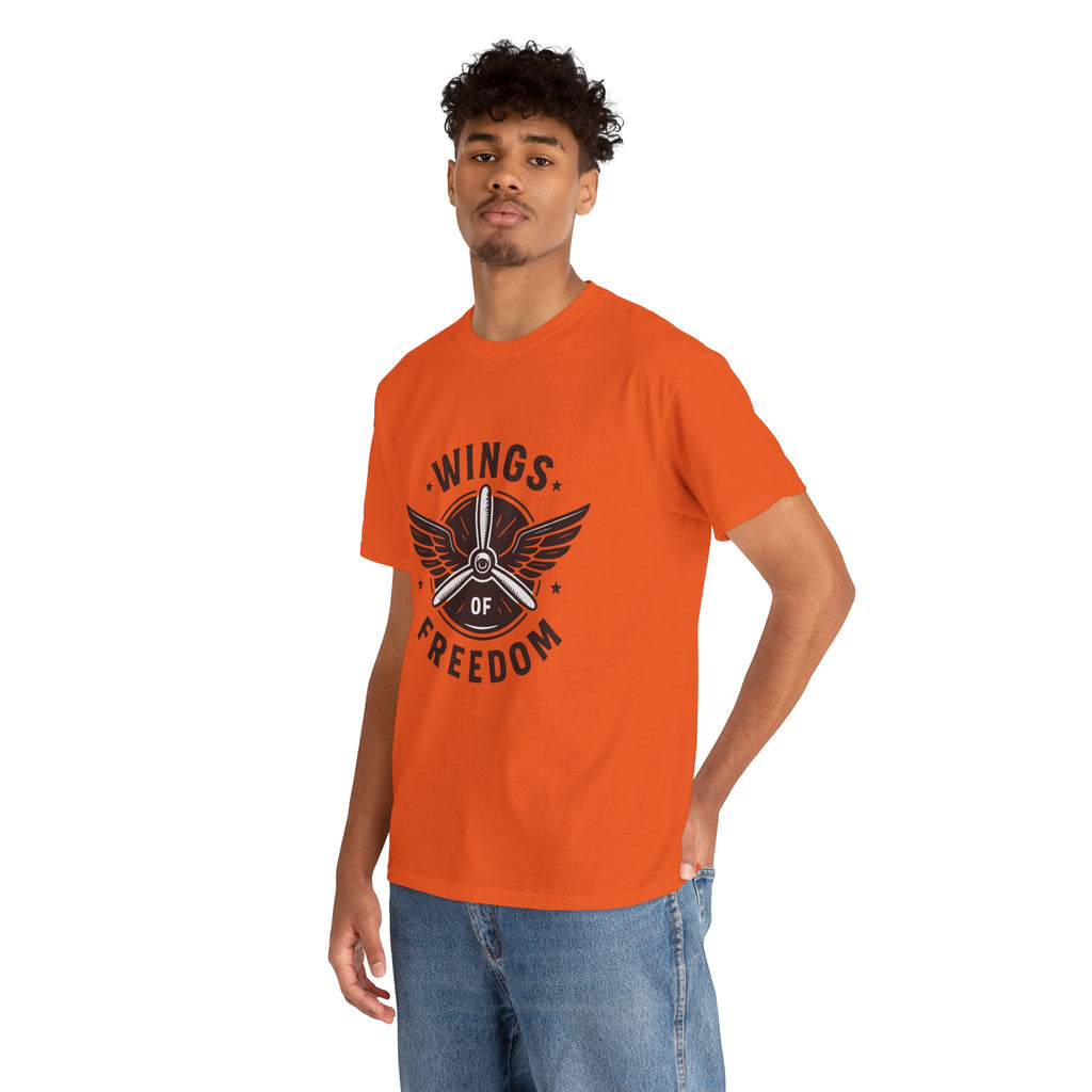 Wings of Freedom Unisex Heavy Cotton Tee – Perfect for Veterans, Freedom Lovers, Casual Wear, Gift for Dad, Patriotic Celebrations