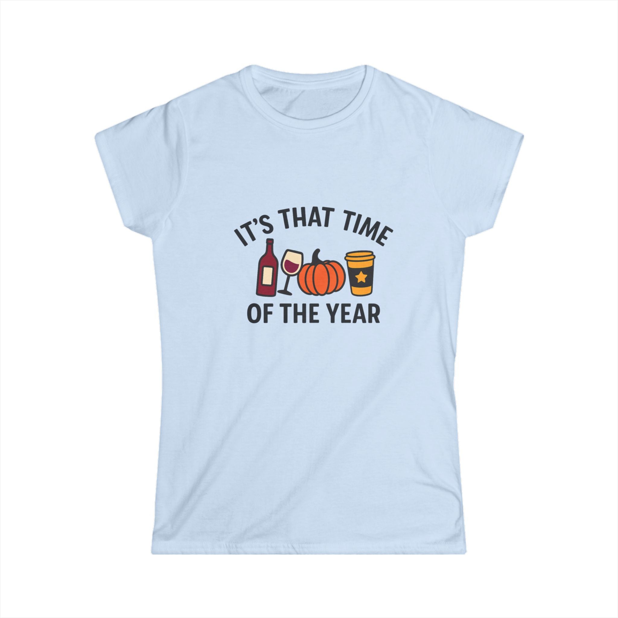 Festive Women's Softstyle Tee - Perfect for Fall Gatherings, Halloween Parties, Cozy Wine Moments, Seasonal Celebrations, Autumn Vibes