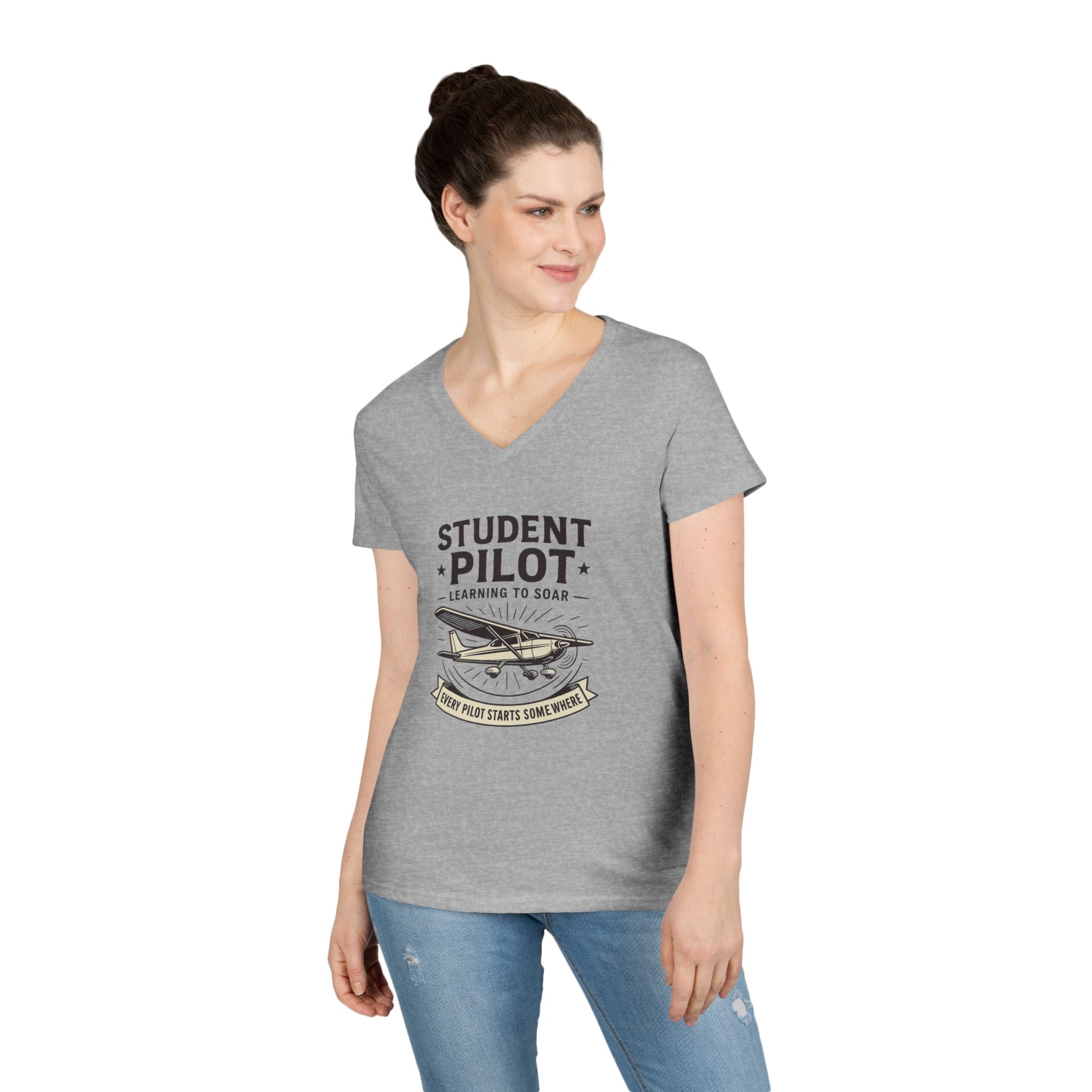 Student Pilot V-Neck T-Shirt, Gift for Aspiring Pilots, Aviation Enthusiast Tee, Airplane Lover Apparel, Flying School Shirt, Pilot [...]