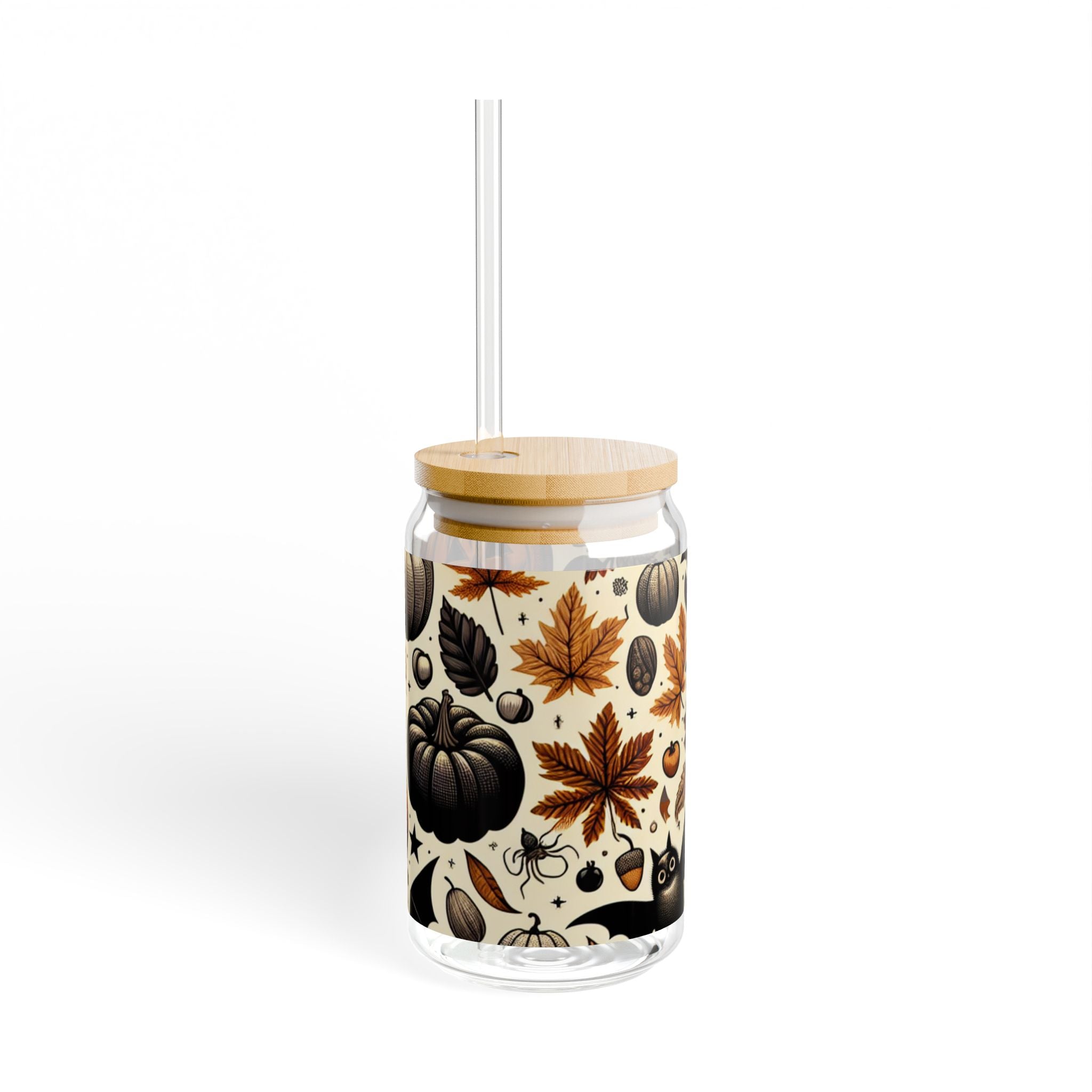 Halloween Pumpkin Sipper Glass, 16oz - Cozy Autumn Drinkware, Fall Decor, Halloween Party, Gift for Witch Lovers, Unique Beverage Jar