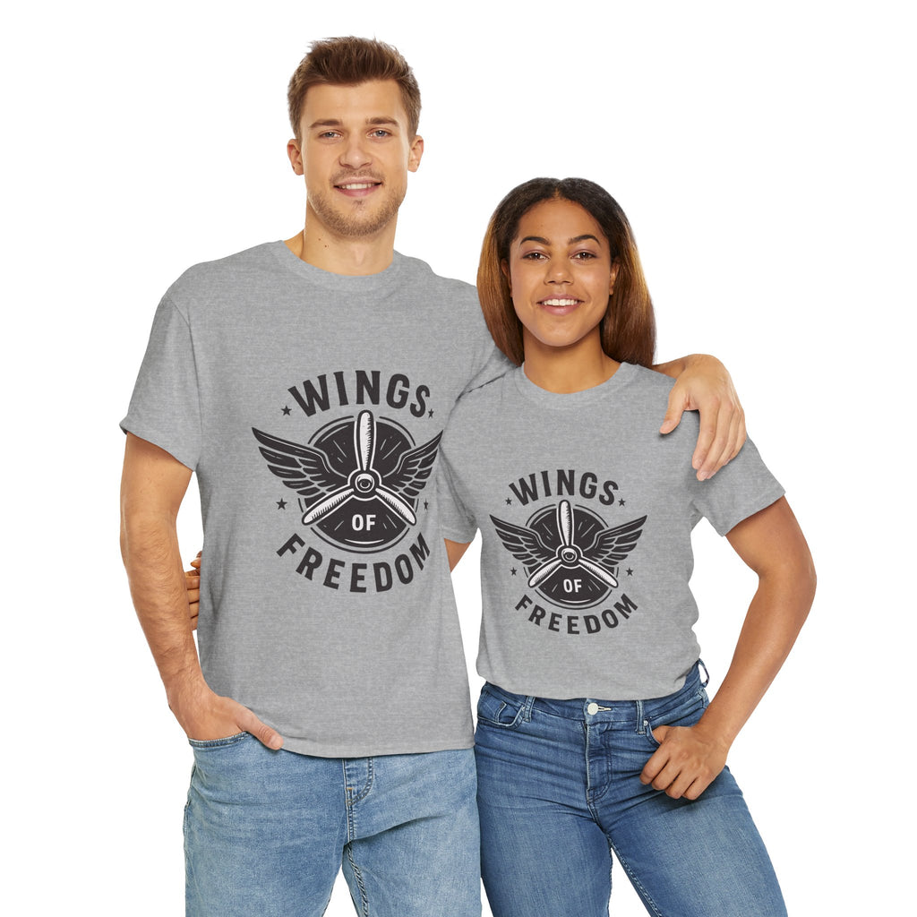 Wings of Freedom Unisex Heavy Cotton Tee – Perfect for Veterans, Freedom Lovers, Casual Wear, Gift for Dad, Patriotic Celebrations