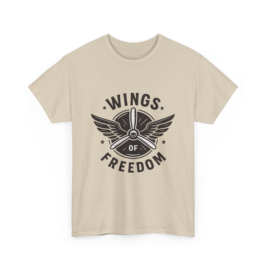 Wings of Freedom Unisex Heavy Cotton Tee – Perfect for Veterans, Freedom Lovers, Casual Wear, Gift for Dad, Patriotic Celebrations