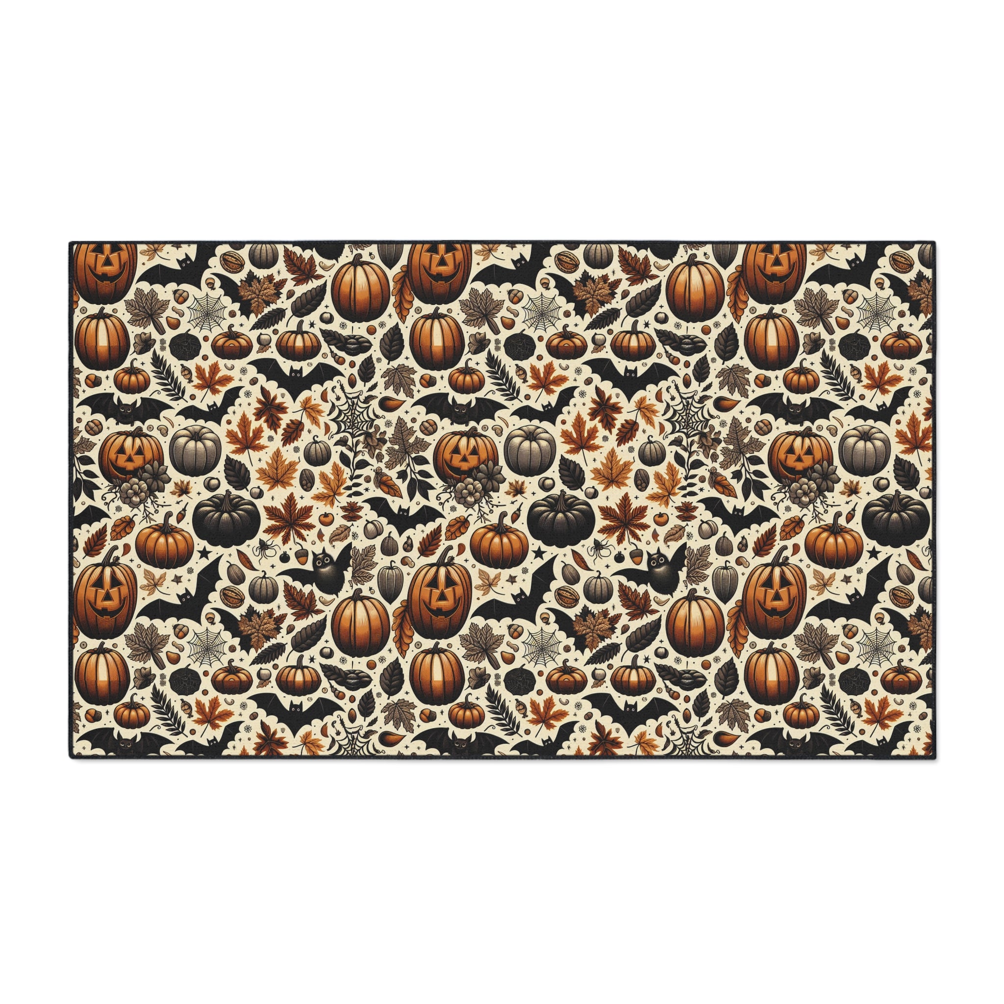 Fall Harvest Floor Mat - Seasonal, Halloween Decor, Non-Slip Home Accessory, Entryway Rug, Autumn Style, Pumpkin Print