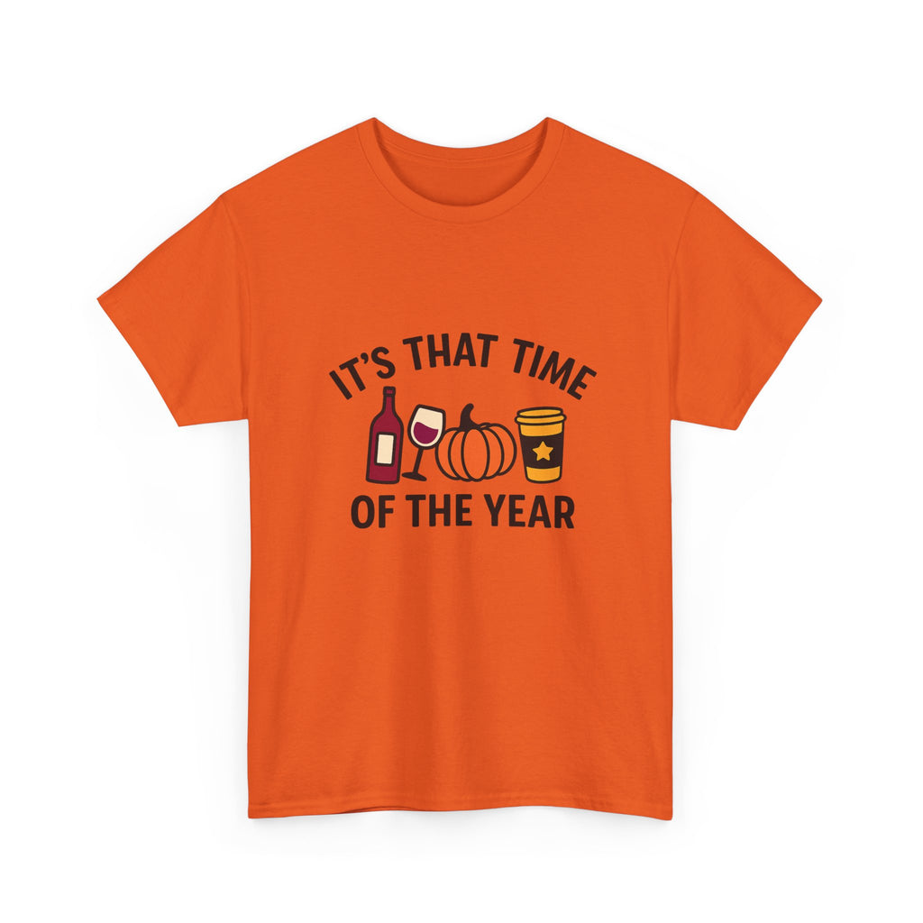 Autumn Vibes Unisex Heavy Cotton Tee - Perfect for Fall Celebrations, Thanksgiving Gatherings, Cozy Nights, Halloween Fun, and Wine Lovers!
