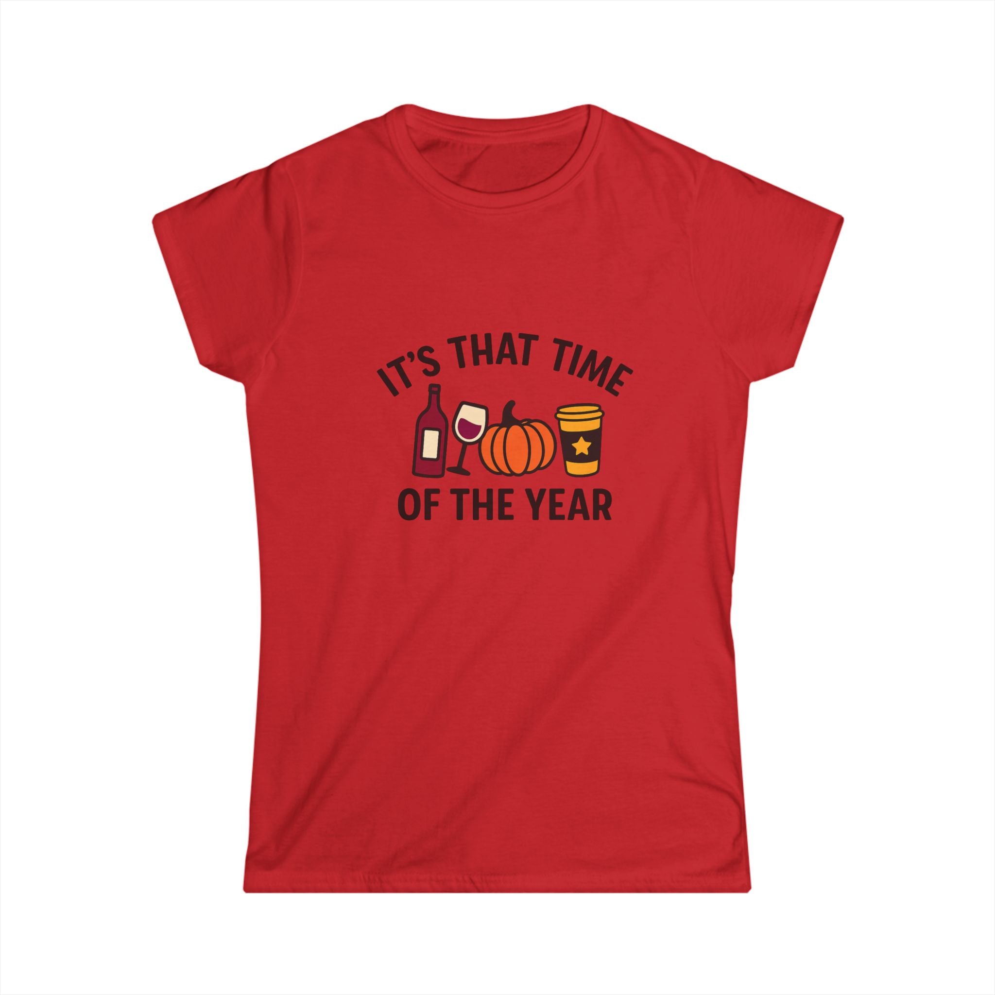 Festive Women's Softstyle Tee - Perfect for Fall Gatherings, Halloween Parties, Cozy Wine Moments, Seasonal Celebrations, Autumn Vibes