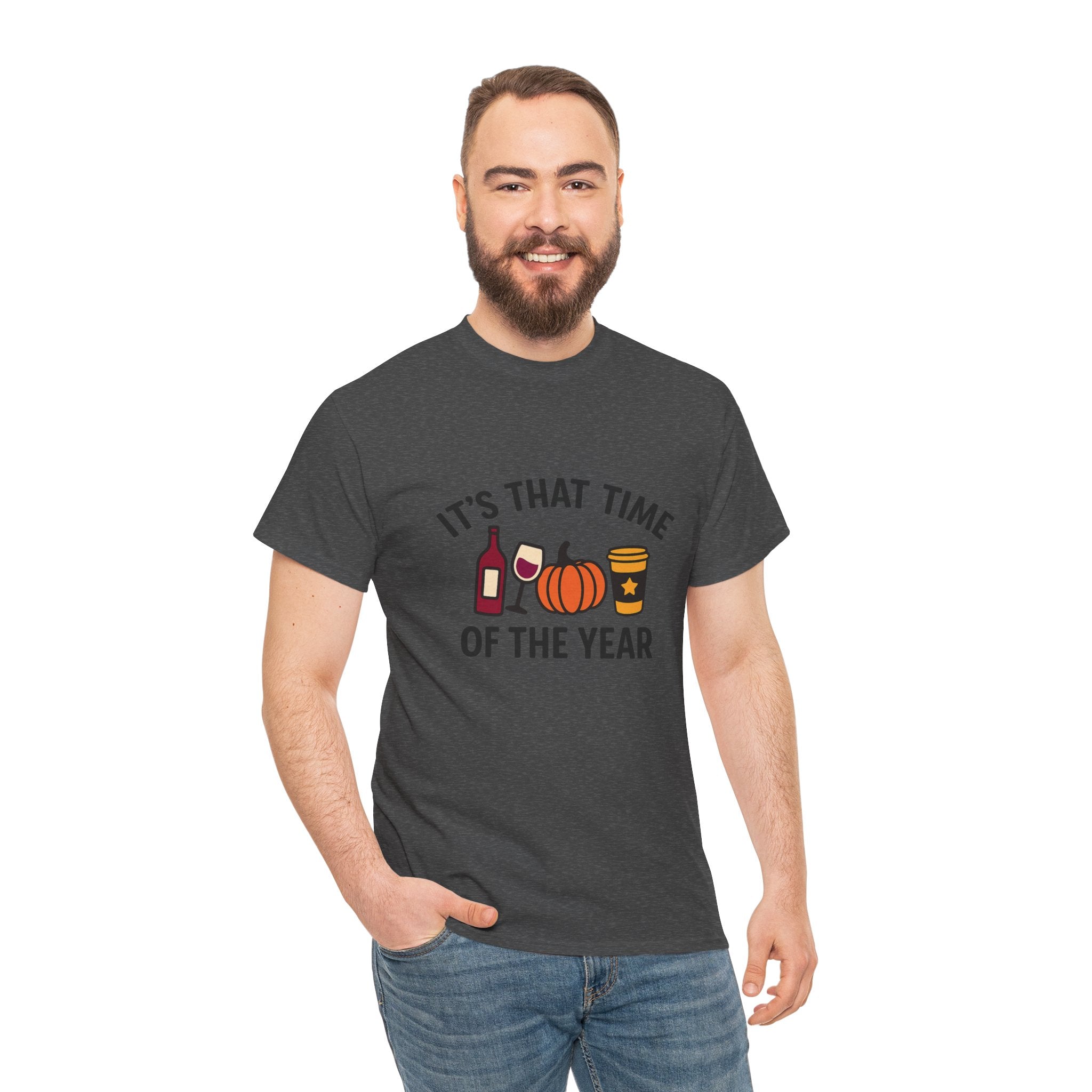Autumn Vibes Unisex Heavy Cotton Tee - Perfect for Fall Celebrations, Thanksgiving Gatherings, Cozy Nights, Halloween Fun, and Wine Lovers!