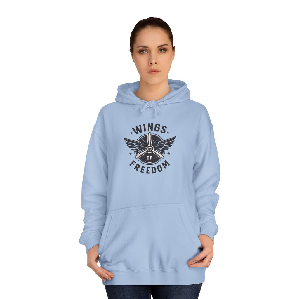 Wings of Freedom Unisex College Hoodie, Cozy Hoodie, College Apparel, Gift for Students, Casual Wear