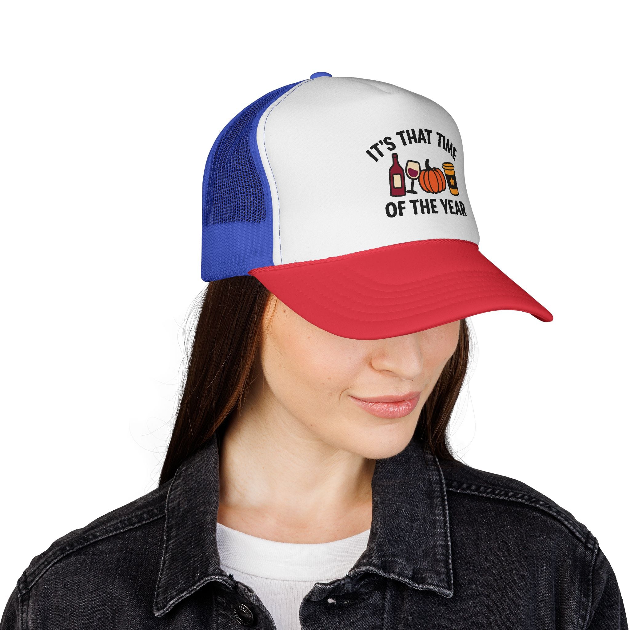 Seasonal Trucker Cap, Fall Vibes Hat, Autumn Accessories, Funny Caps for Parties, Harvest Celebration Gear