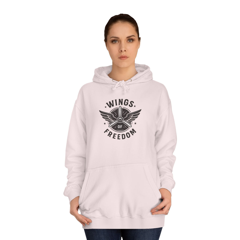 Wings of Freedom Unisex College Hoodie, Cozy Hoodie, College Apparel, Gift for Students, Casual Wear