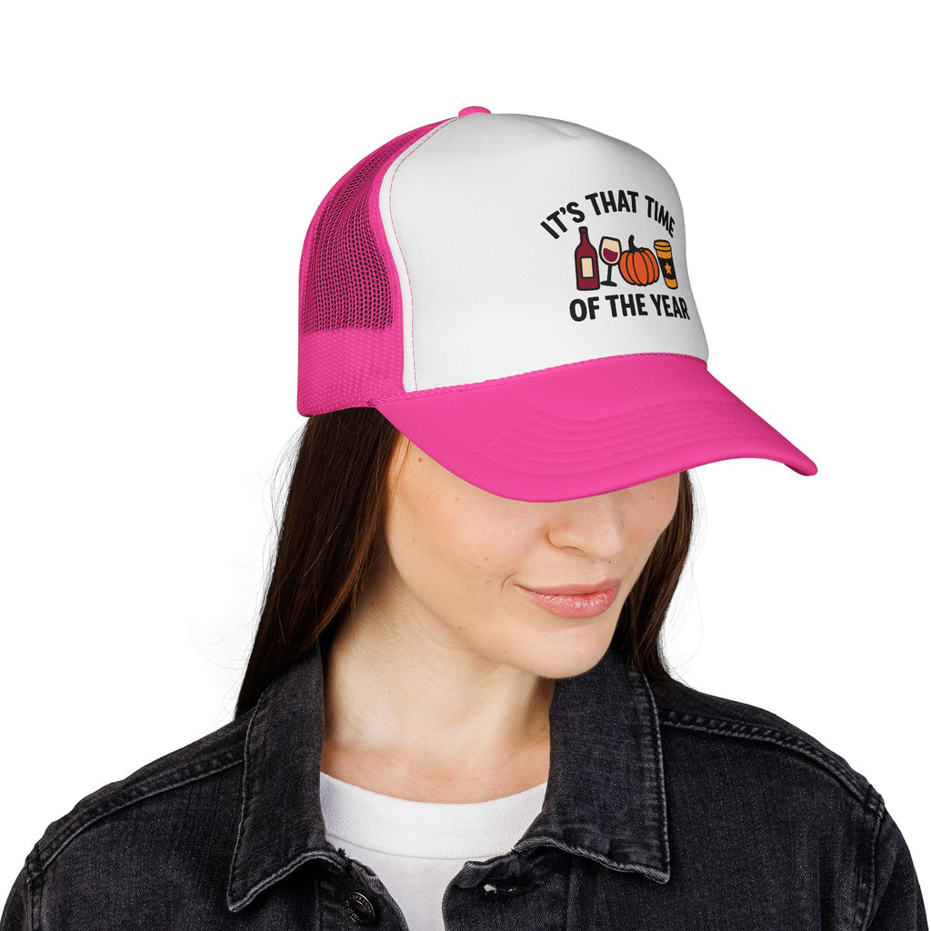 Seasonal Trucker Cap, Fall Vibes Hat, Autumn Accessories, Funny Caps for Parties, Harvest Celebration Gear
