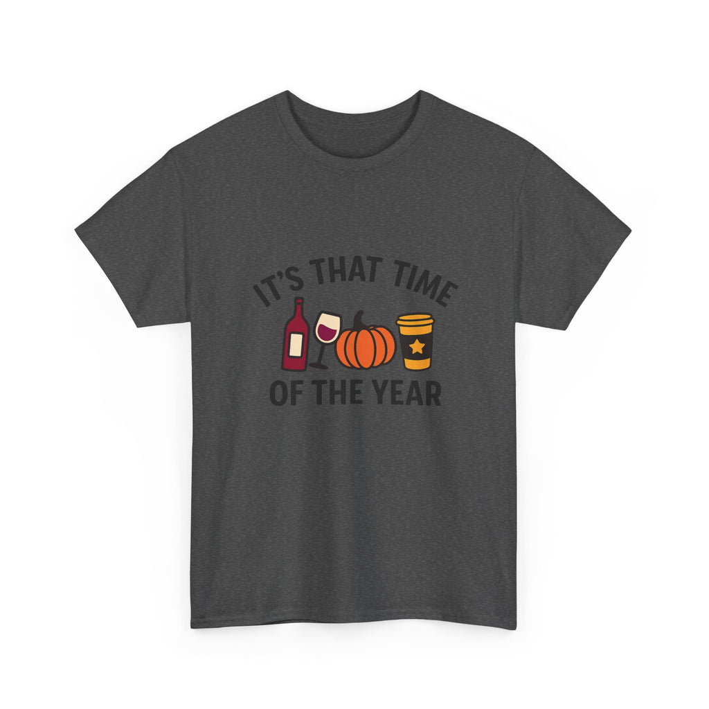 Autumn Vibes Unisex Heavy Cotton Tee - Perfect for Fall Celebrations, Thanksgiving Gatherings, Cozy Nights, Halloween Fun, and Wine Lovers!